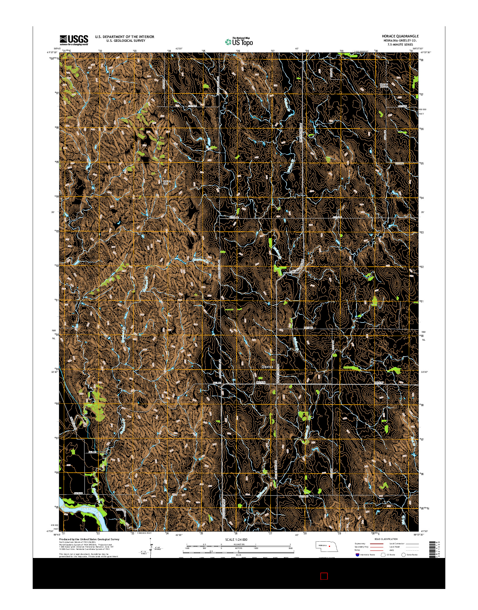 USGS US TOPO 7.5-MINUTE MAP FOR HORACE, NE 2014