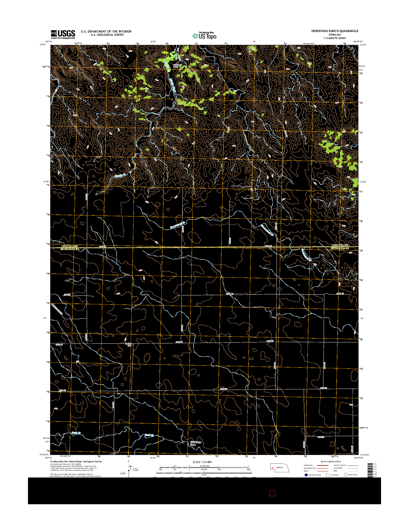 USGS US TOPO 7.5-MINUTE MAP FOR HORSEHEAD RANCH, NE 2014