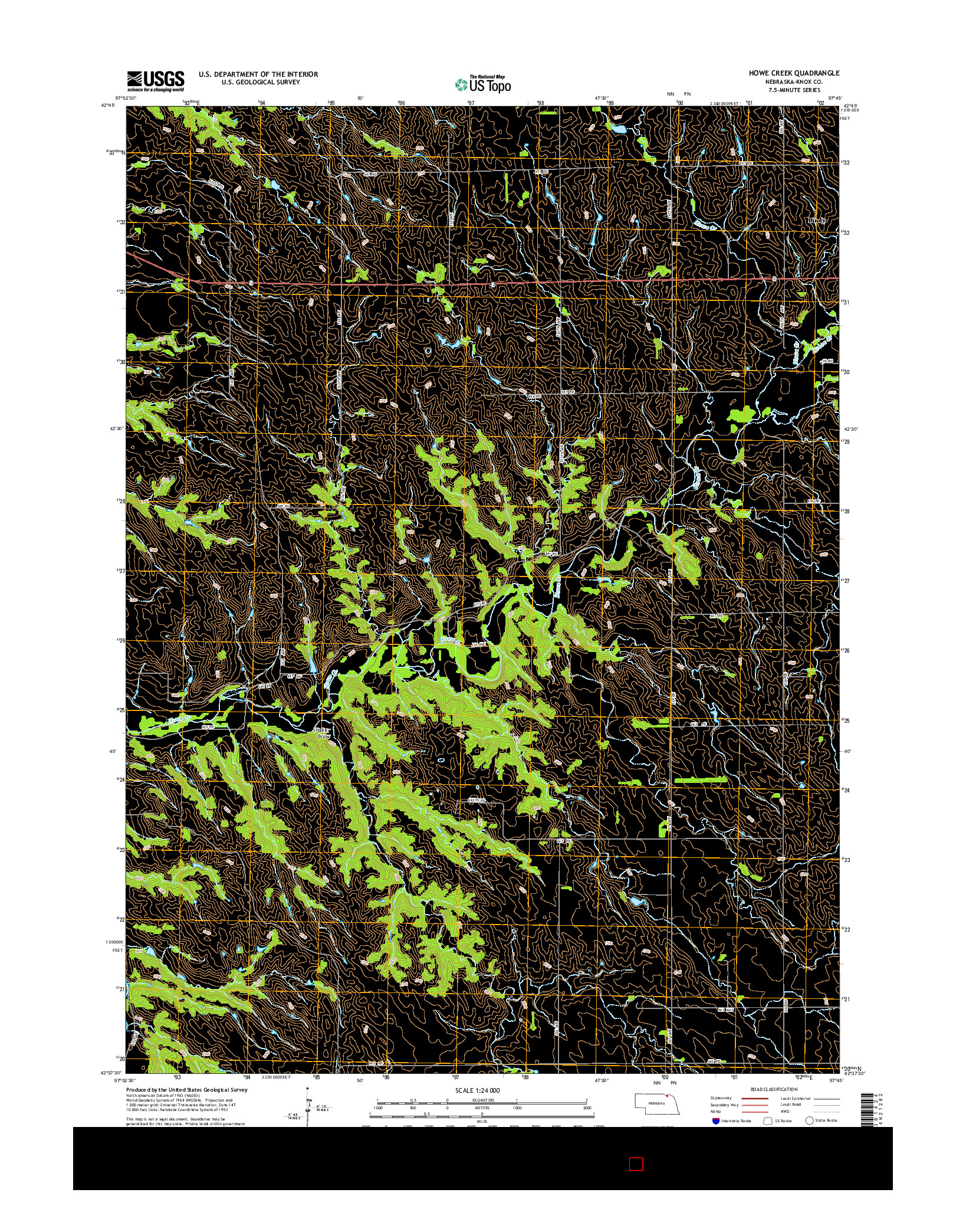 USGS US TOPO 7.5-MINUTE MAP FOR HOWE CREEK, NE 2014