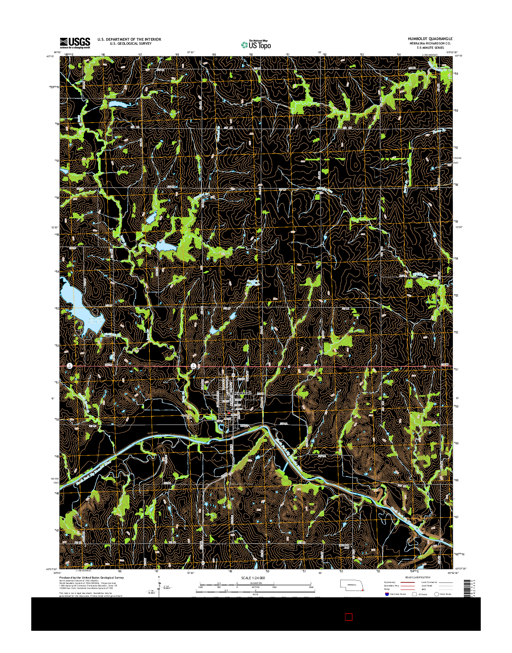 USGS US TOPO 7.5-MINUTE MAP FOR HUMBOLDT, NE 2014