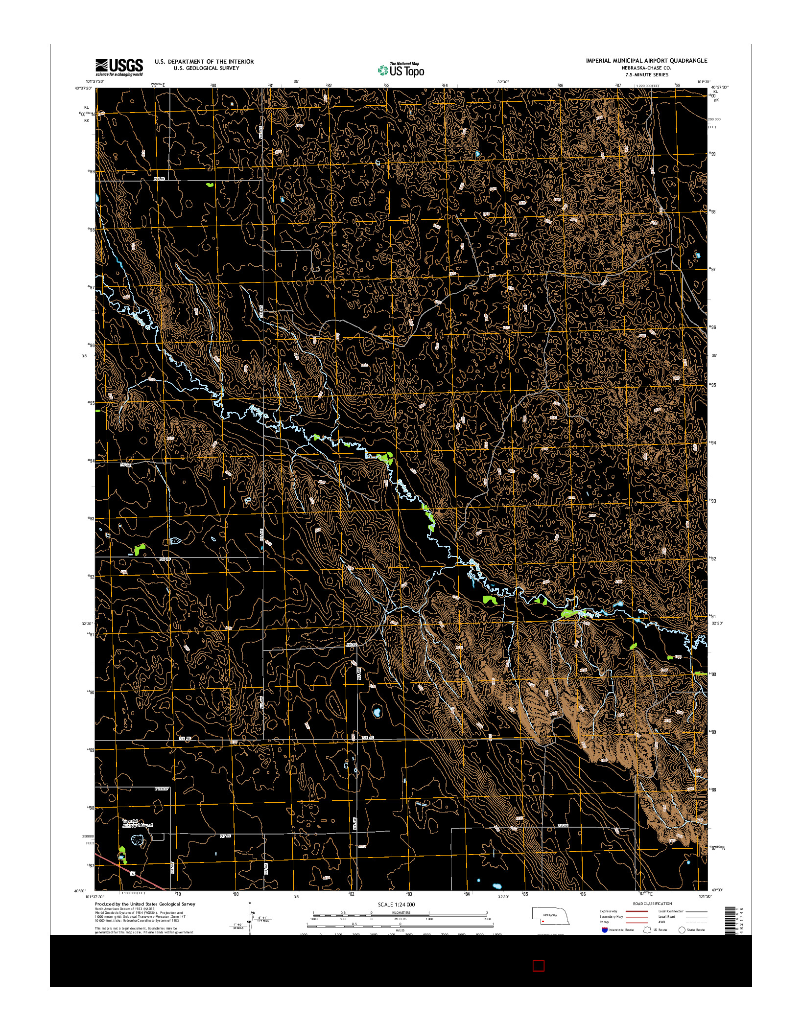 USGS US TOPO 7.5-MINUTE MAP FOR IMPERIAL MUNICIPAL AIRPORT, NE 2014