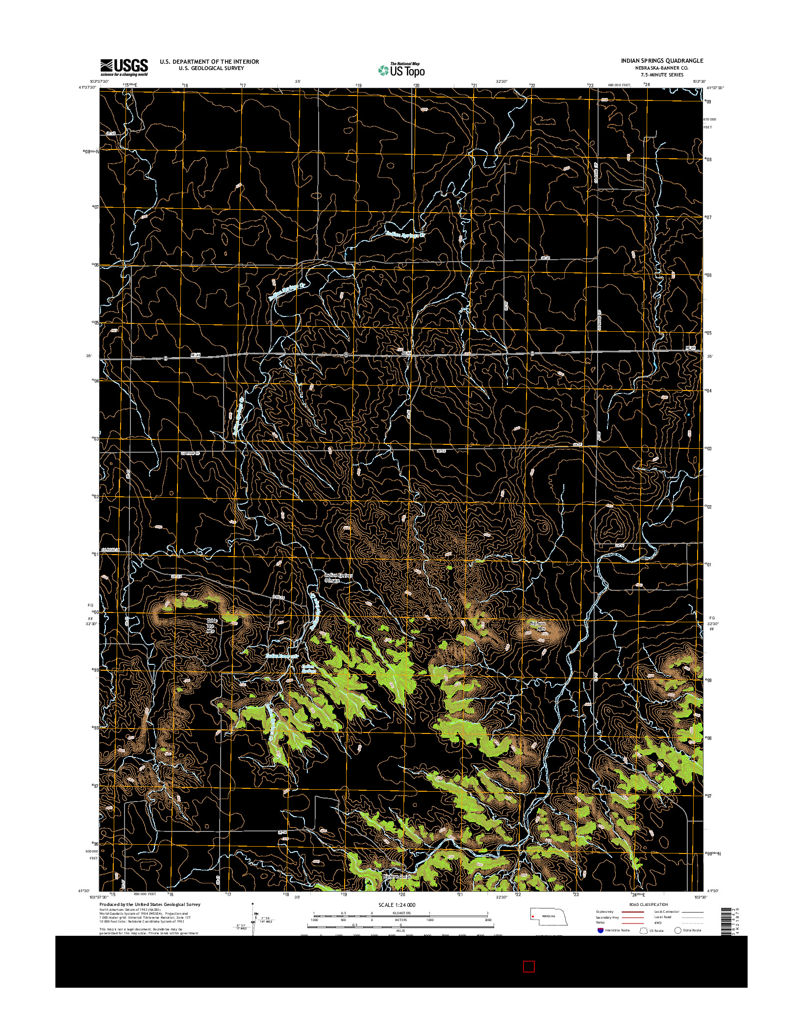 USGS US TOPO 7.5-MINUTE MAP FOR INDIAN SPRINGS, NE 2014
