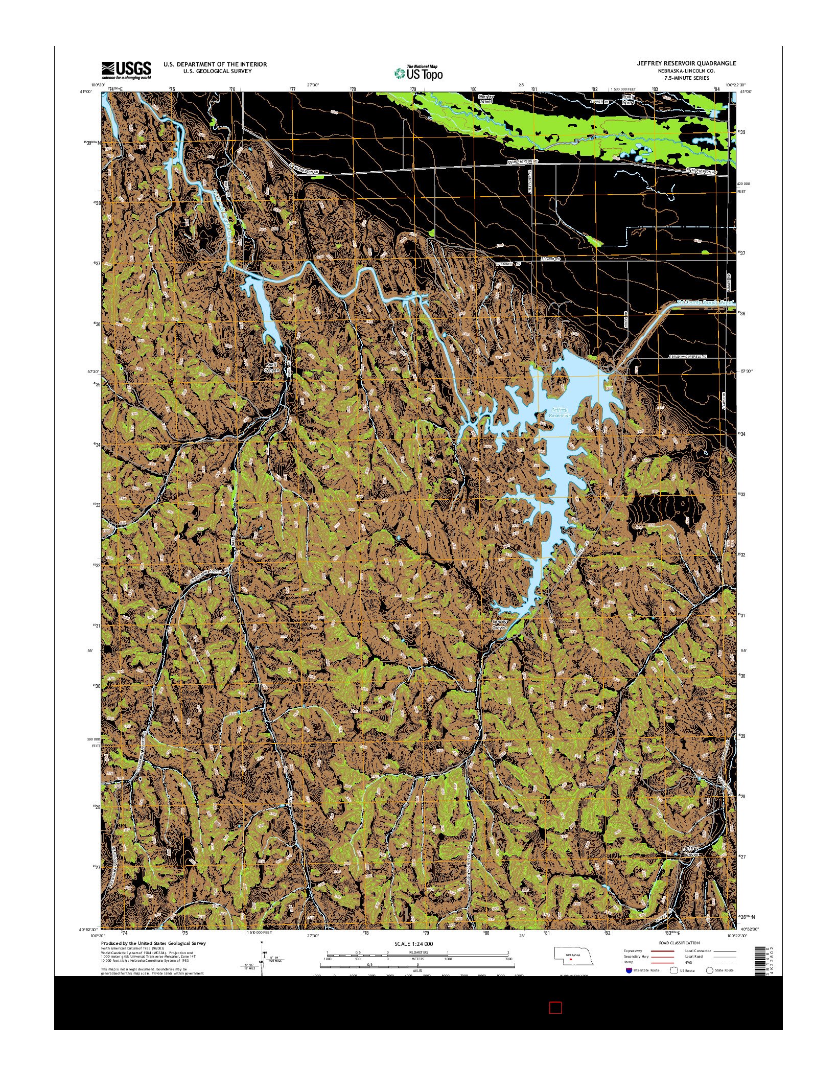 USGS US TOPO 7.5-MINUTE MAP FOR JEFFREY RESERVOIR, NE 2014