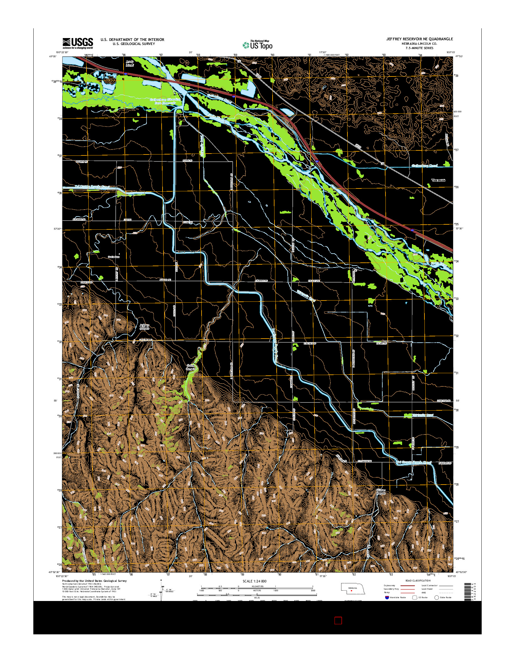 USGS US TOPO 7.5-MINUTE MAP FOR JEFFREY RESERVOIR NE, NE 2014