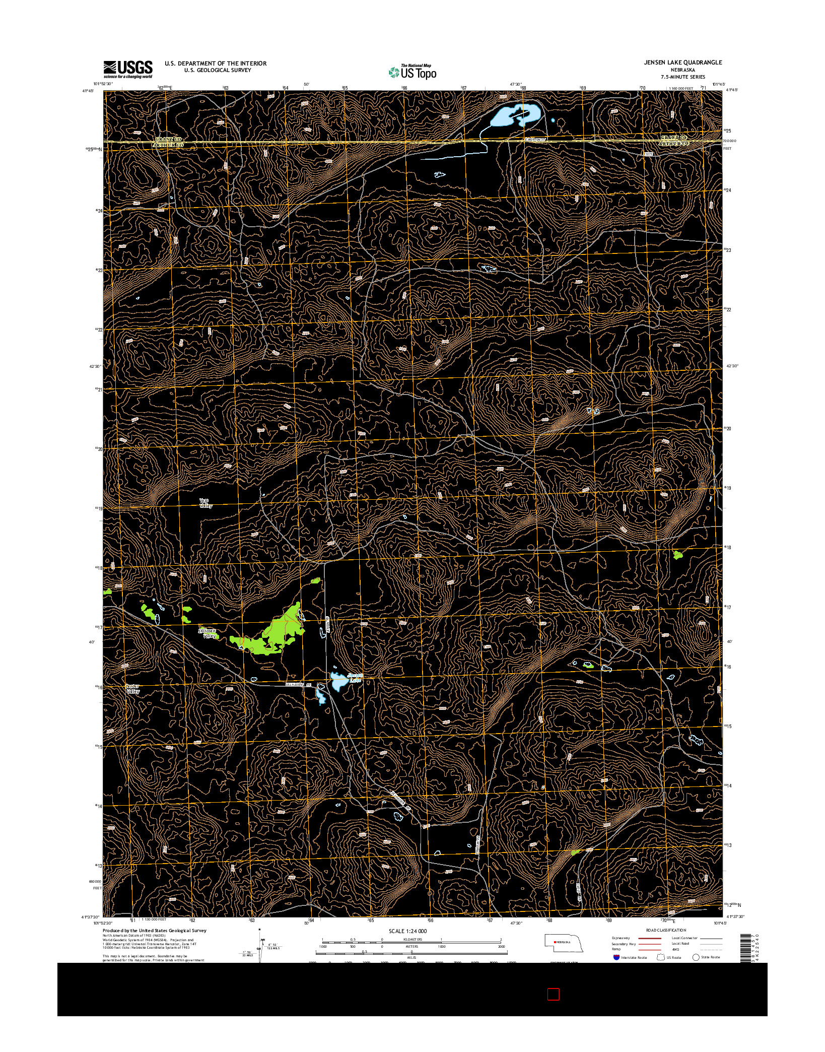 USGS US TOPO 7.5-MINUTE MAP FOR JENSEN LAKE, NE 2014