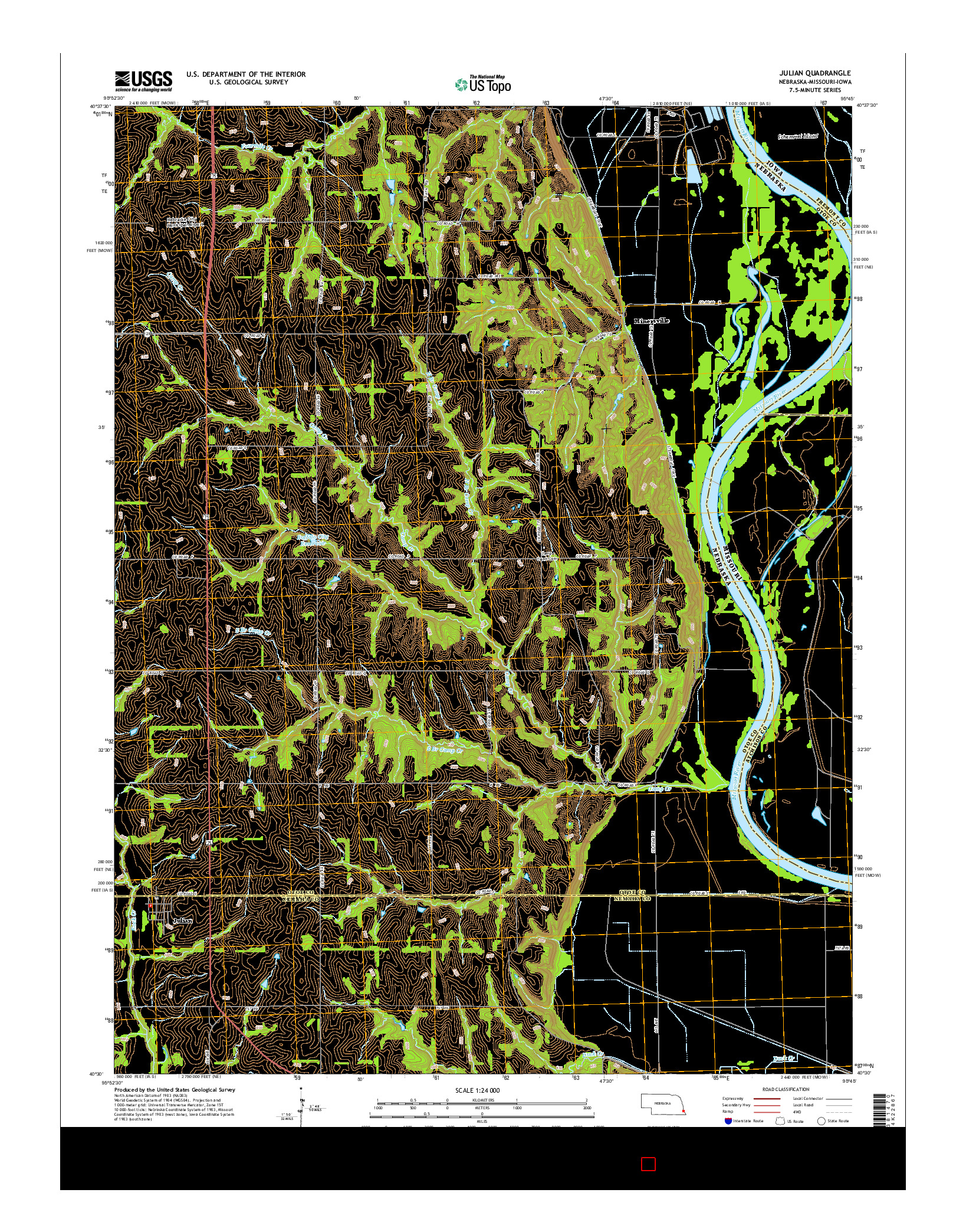 USGS US TOPO 7.5-MINUTE MAP FOR JULIAN, NE-MO-IA 2014