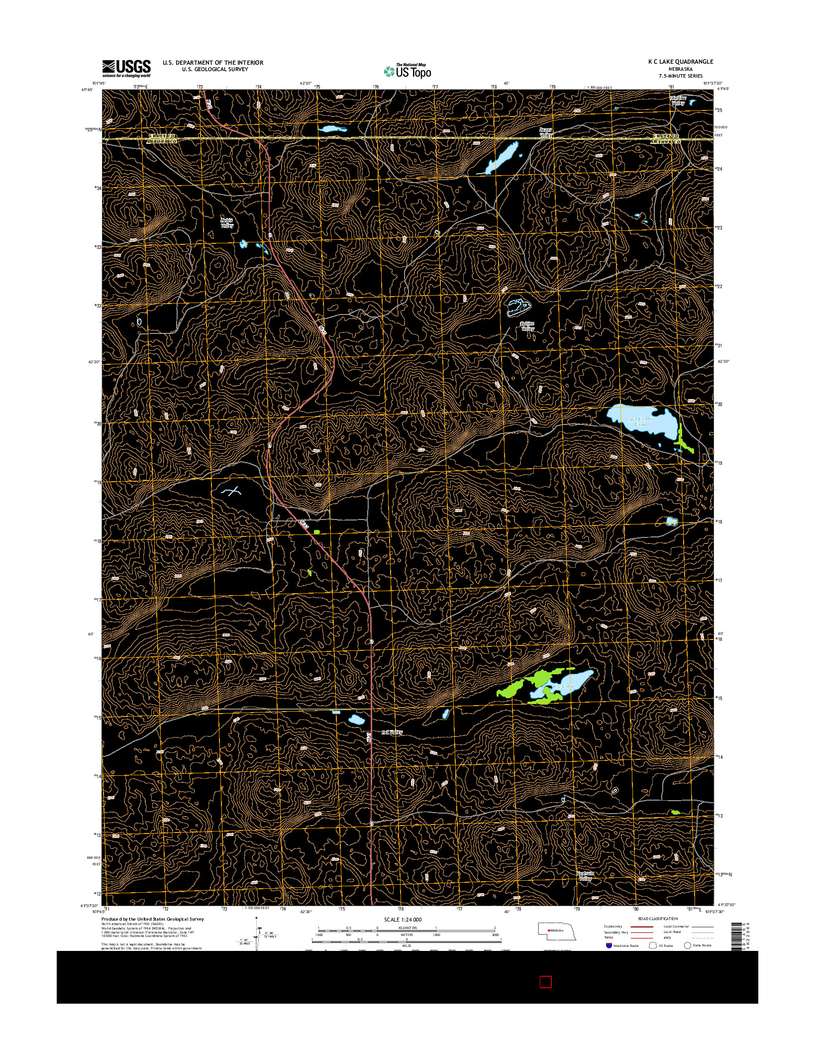 USGS US TOPO 7.5-MINUTE MAP FOR K C LAKE, NE 2014