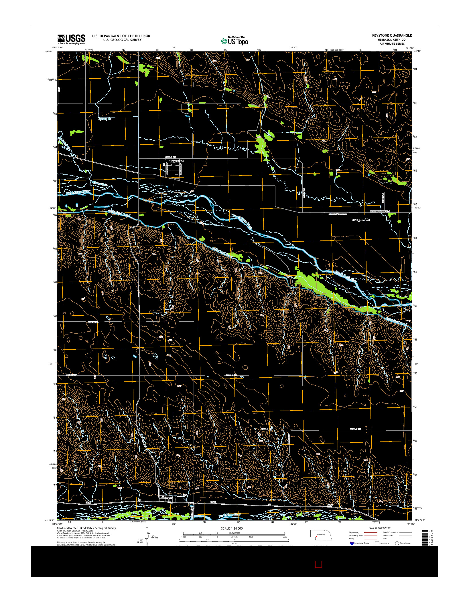 USGS US TOPO 7.5-MINUTE MAP FOR KEYSTONE, NE 2014