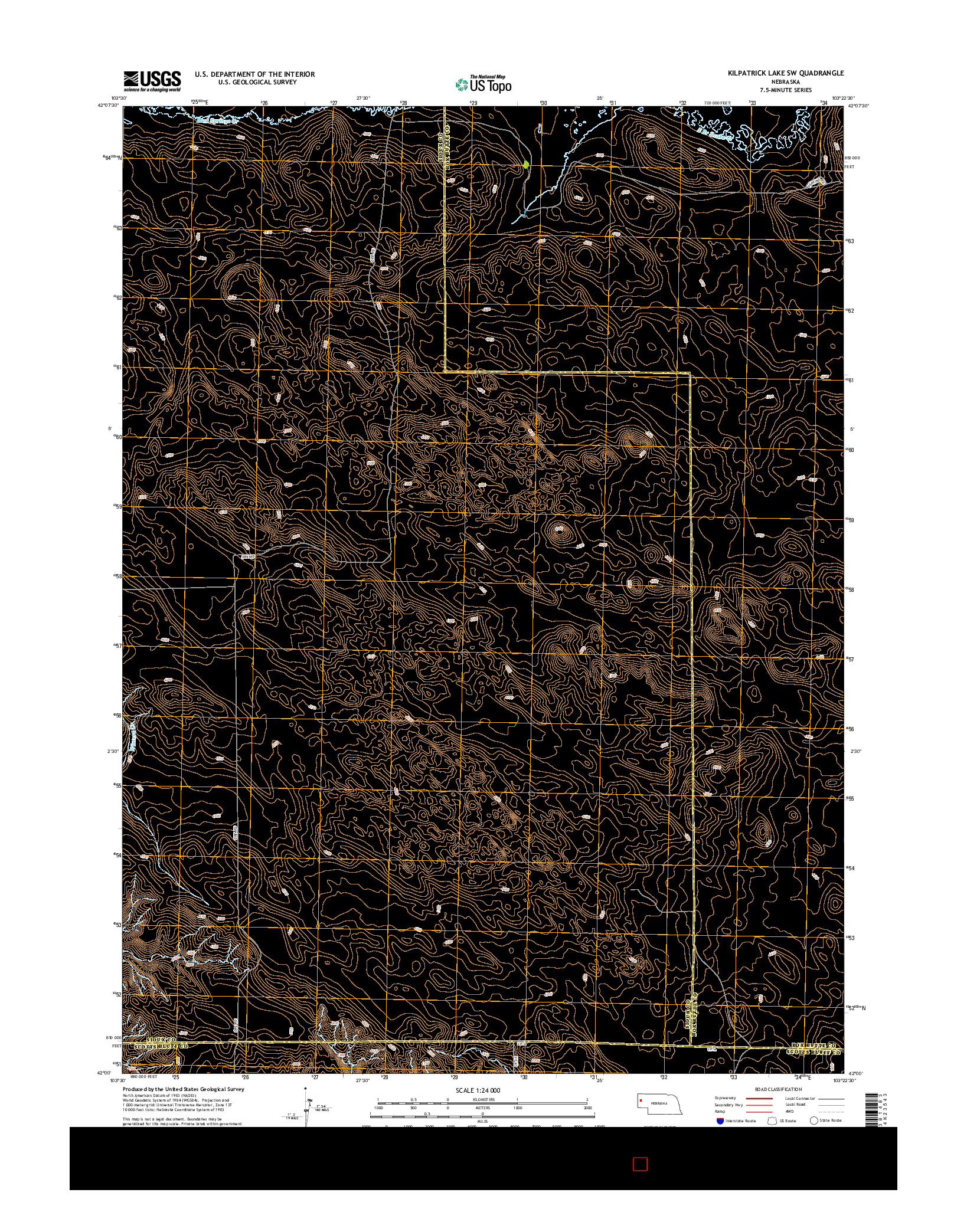 USGS US TOPO 7.5-MINUTE MAP FOR KILPATRICK LAKE SW, NE 2014