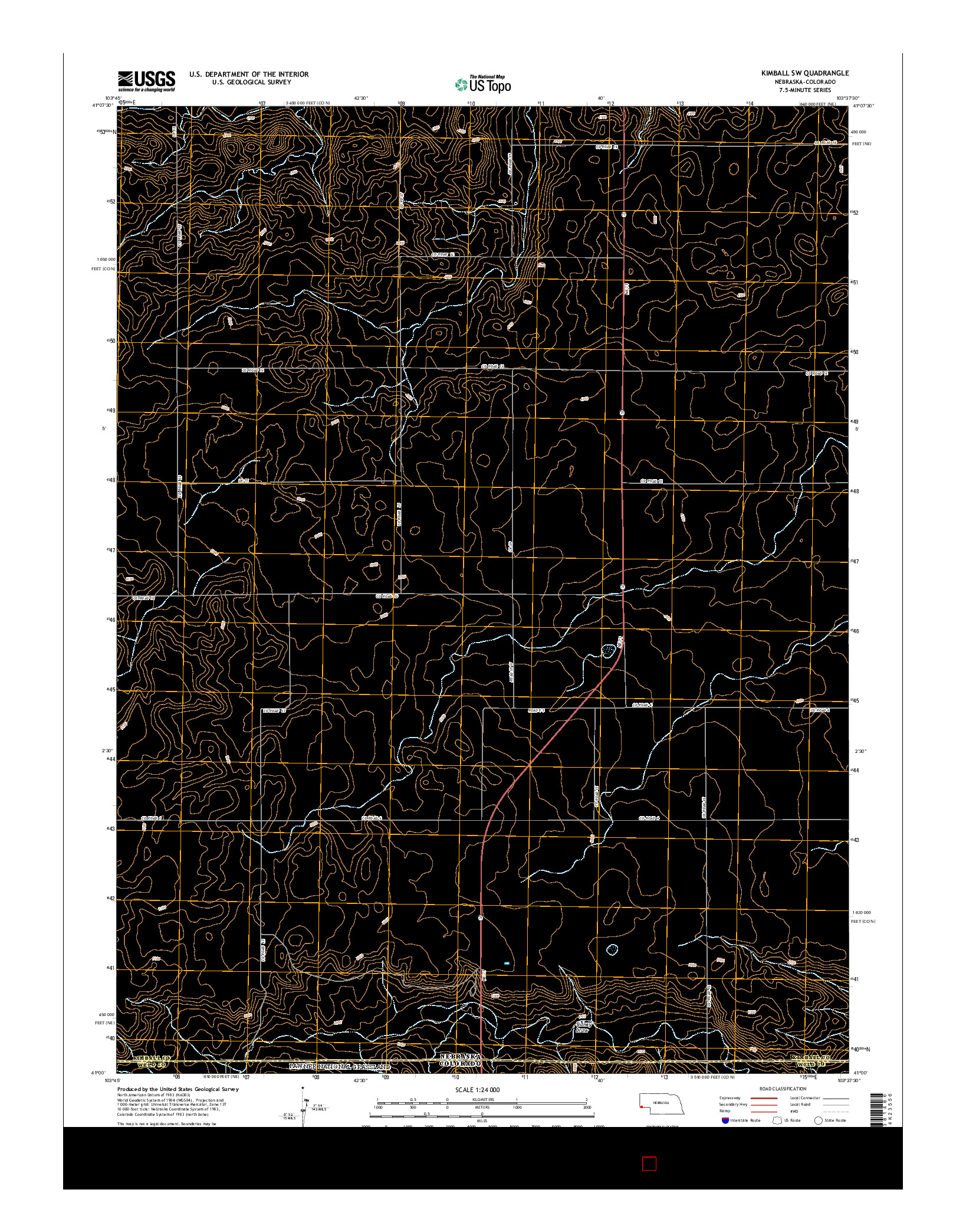 USGS US TOPO 7.5-MINUTE MAP FOR KIMBALL SW, NE-CO 2014