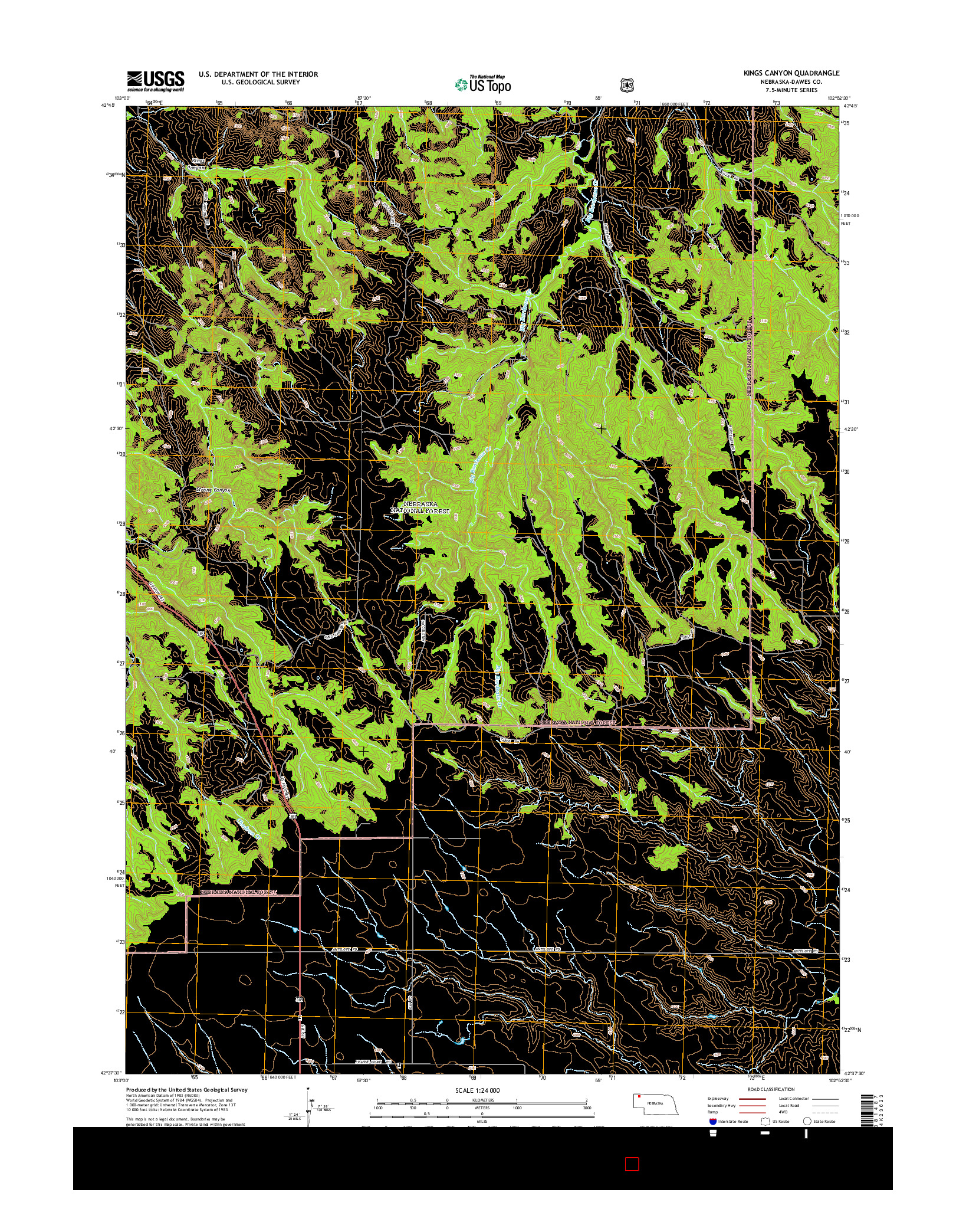 USGS US TOPO 7.5-MINUTE MAP FOR KINGS CANYON, NE 2014