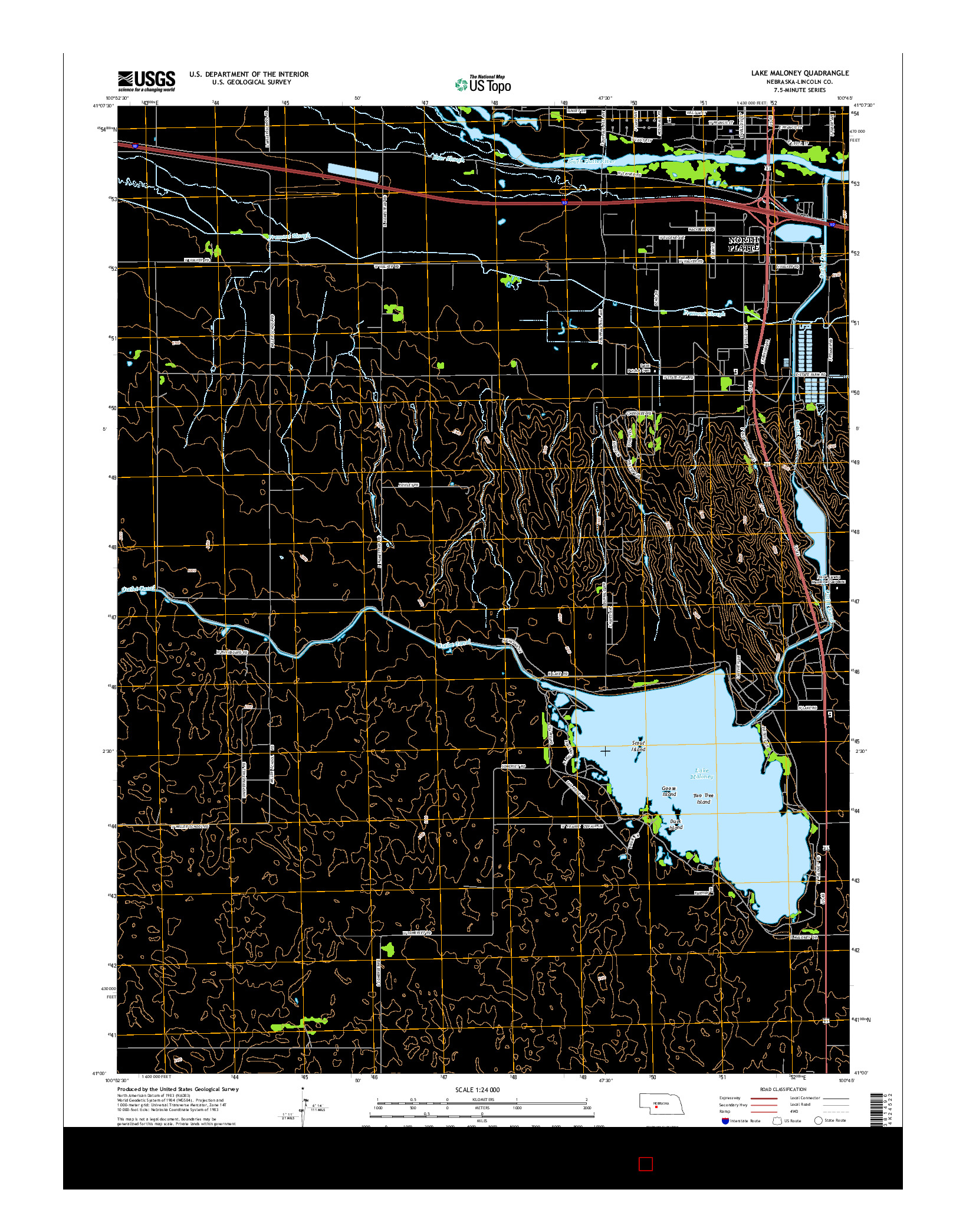 USGS US TOPO 7.5-MINUTE MAP FOR LAKE MALONEY, NE 2014