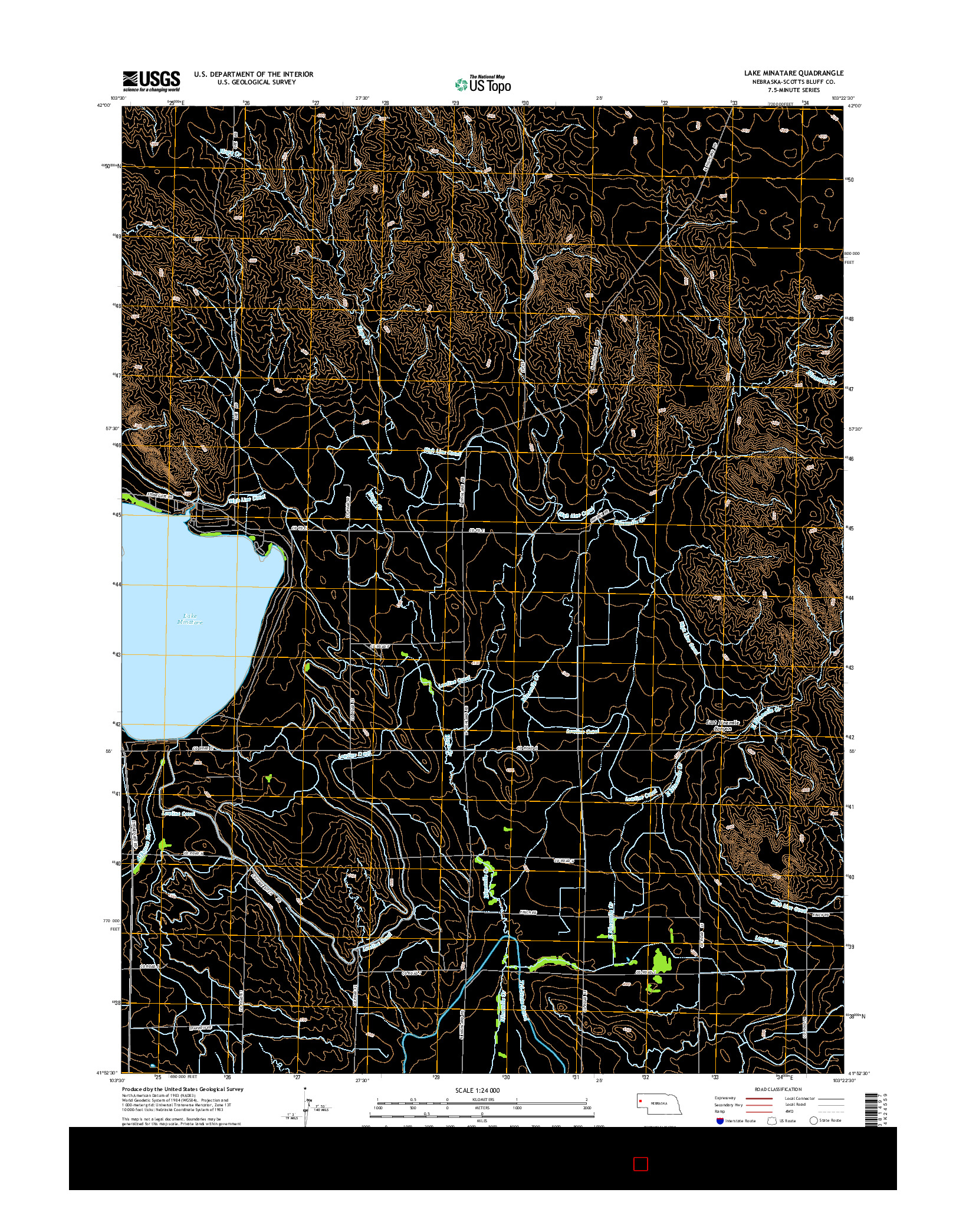 USGS US TOPO 7.5-MINUTE MAP FOR LAKE MINATARE, NE 2014