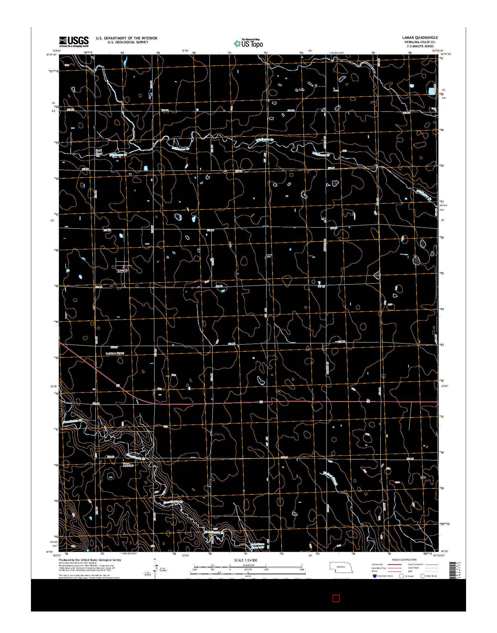 USGS US TOPO 7.5-MINUTE MAP FOR LAMAR, NE 2014