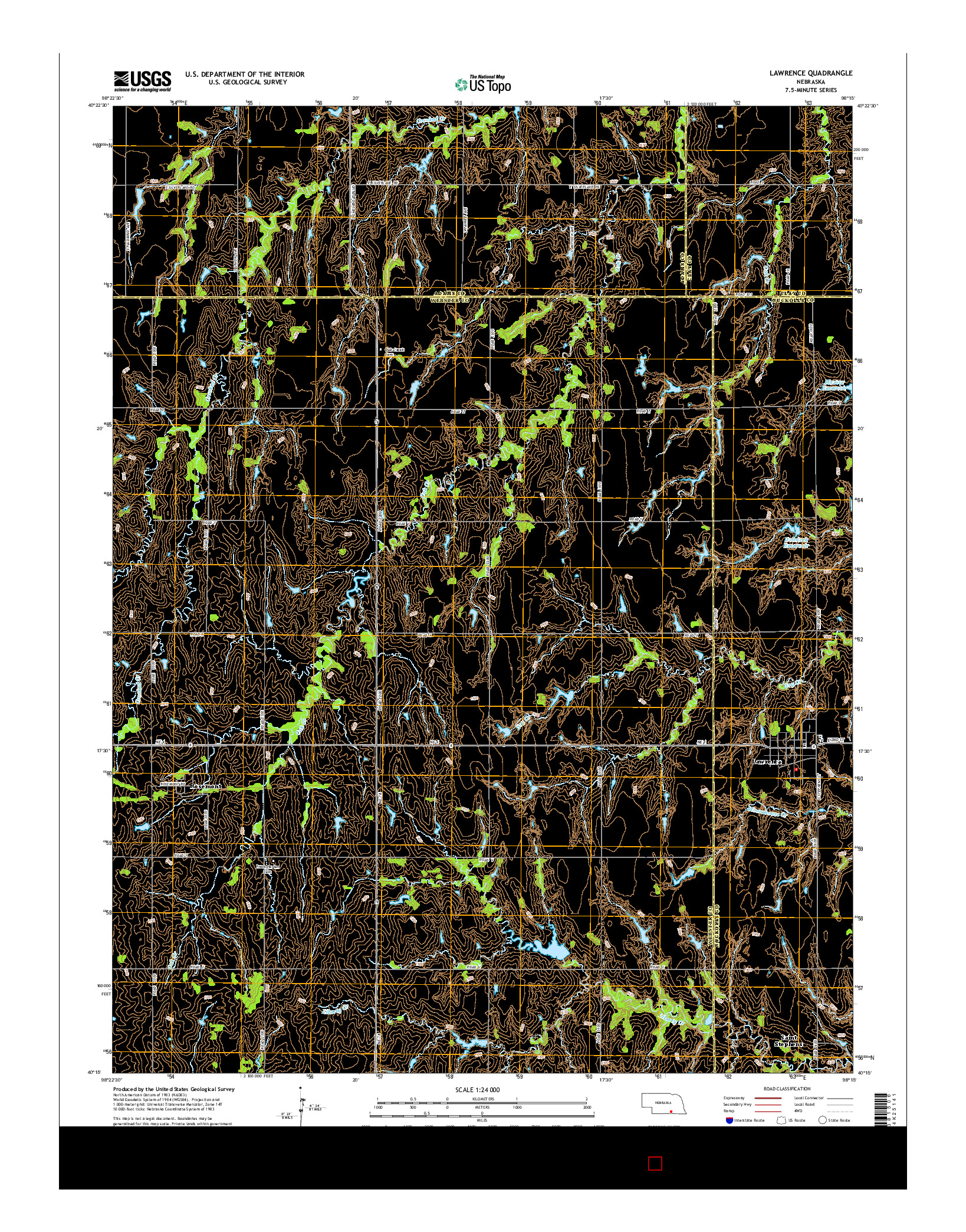 USGS US TOPO 7.5-MINUTE MAP FOR LAWRENCE, NE 2014