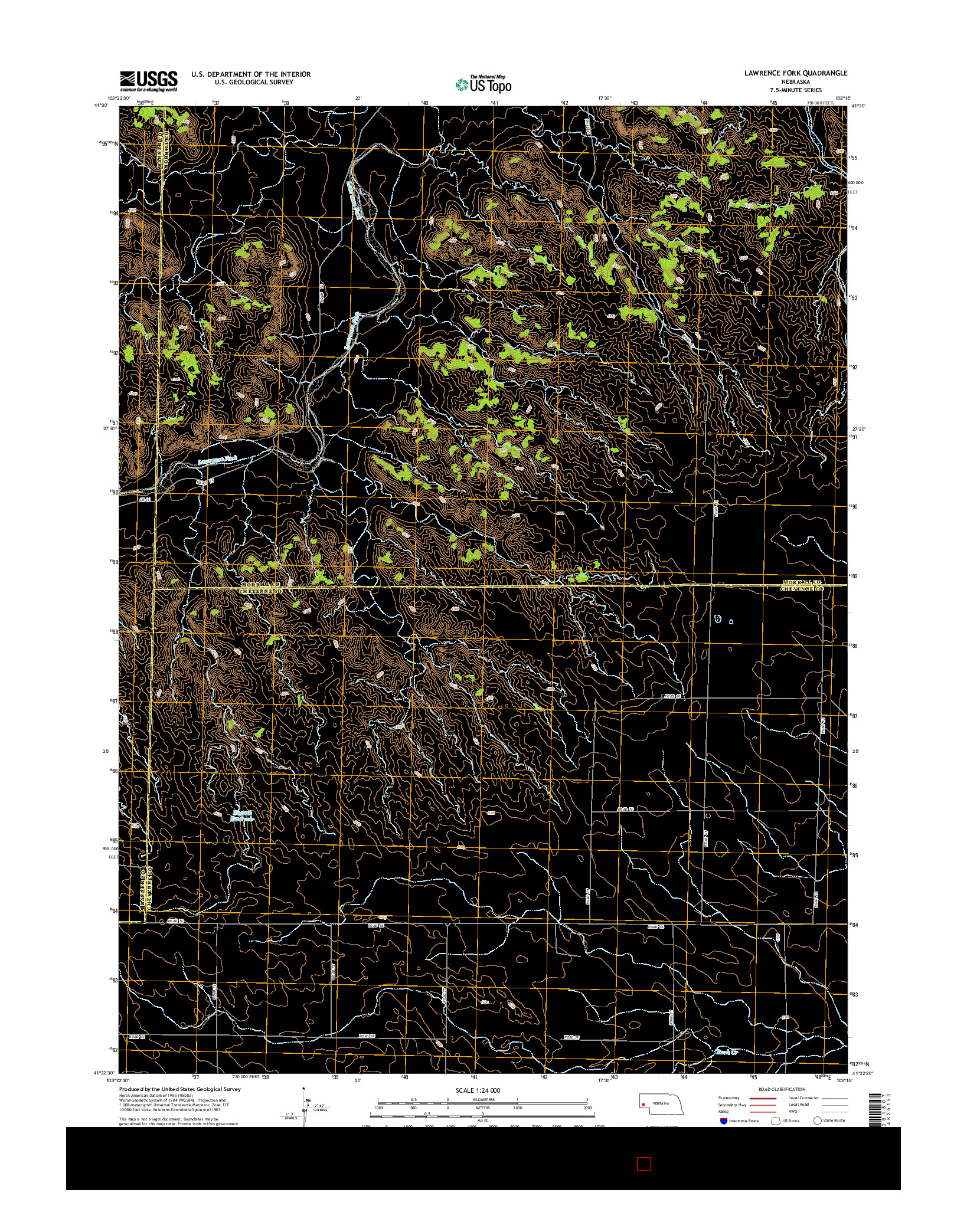 USGS US TOPO 7.5-MINUTE MAP FOR LAWRENCE FORK, NE 2014