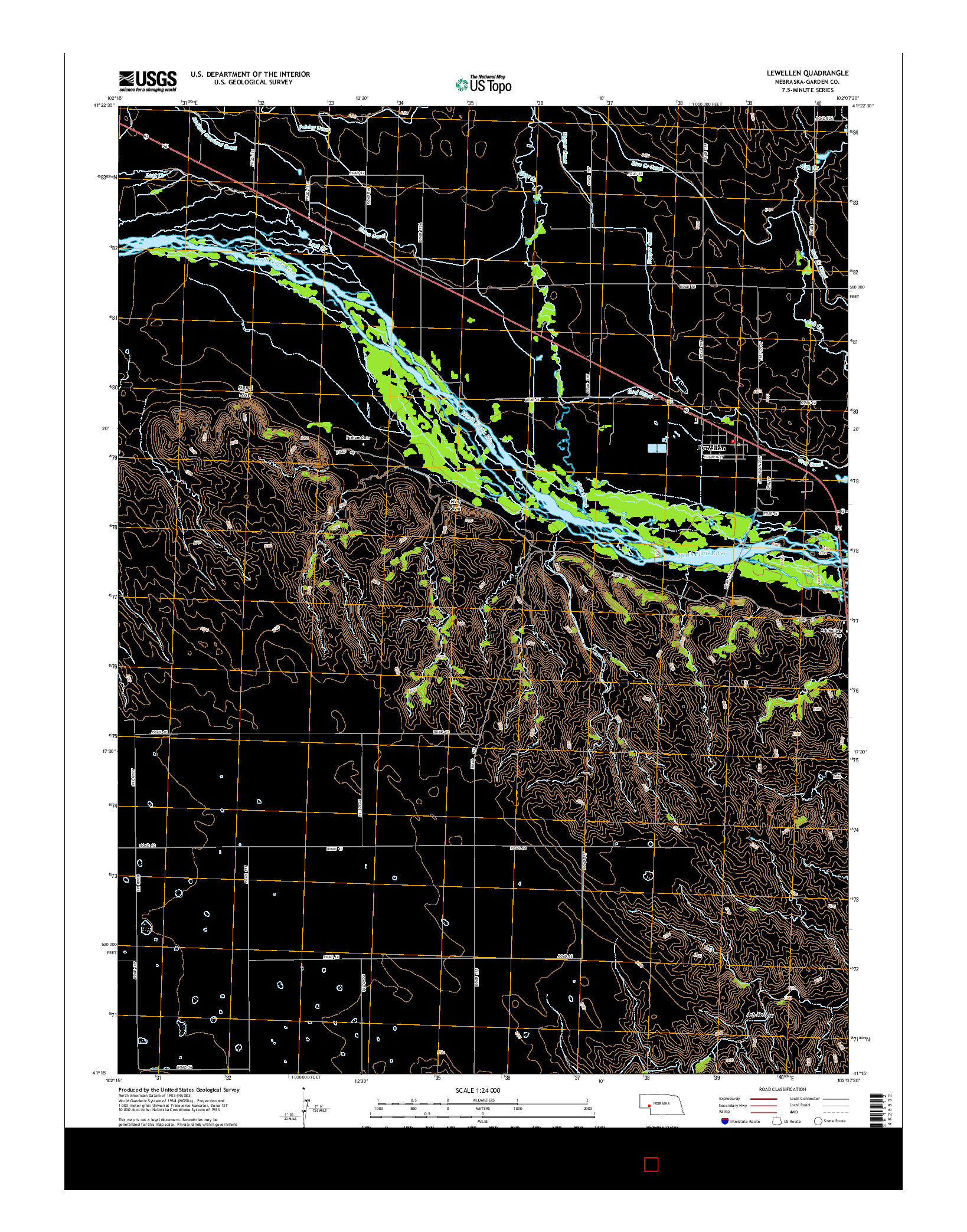 USGS US TOPO 7.5-MINUTE MAP FOR LEWELLEN, NE 2014