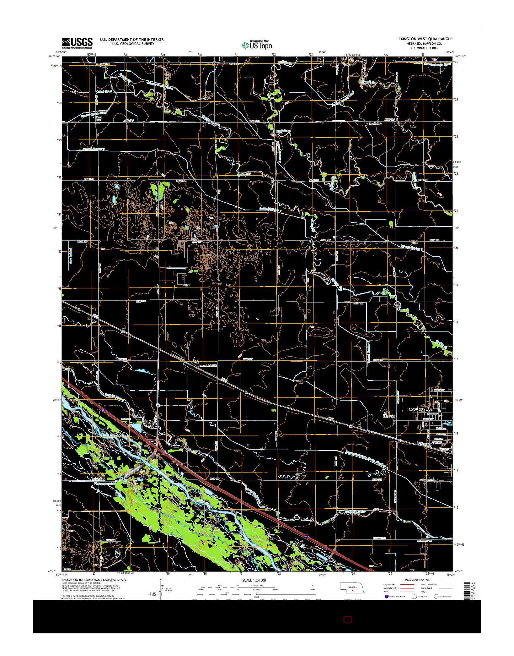 USGS US TOPO 7.5-MINUTE MAP FOR LEXINGTON WEST, NE 2014