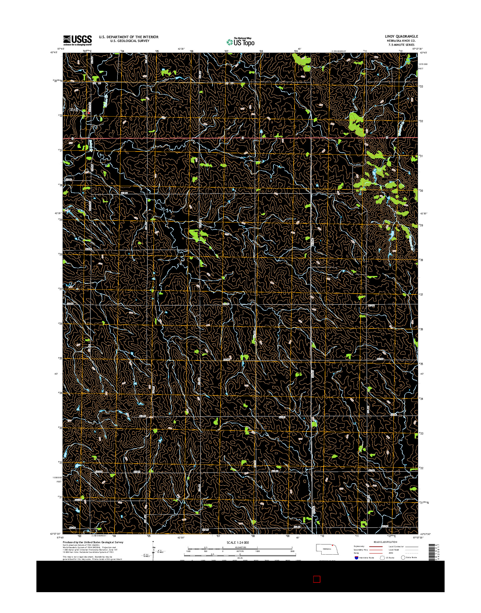 USGS US TOPO 7.5-MINUTE MAP FOR LINDY, NE 2014