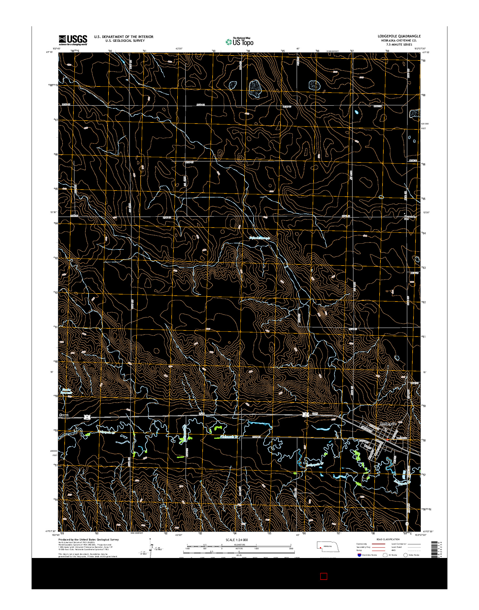 USGS US TOPO 7.5-MINUTE MAP FOR LODGEPOLE, NE 2014