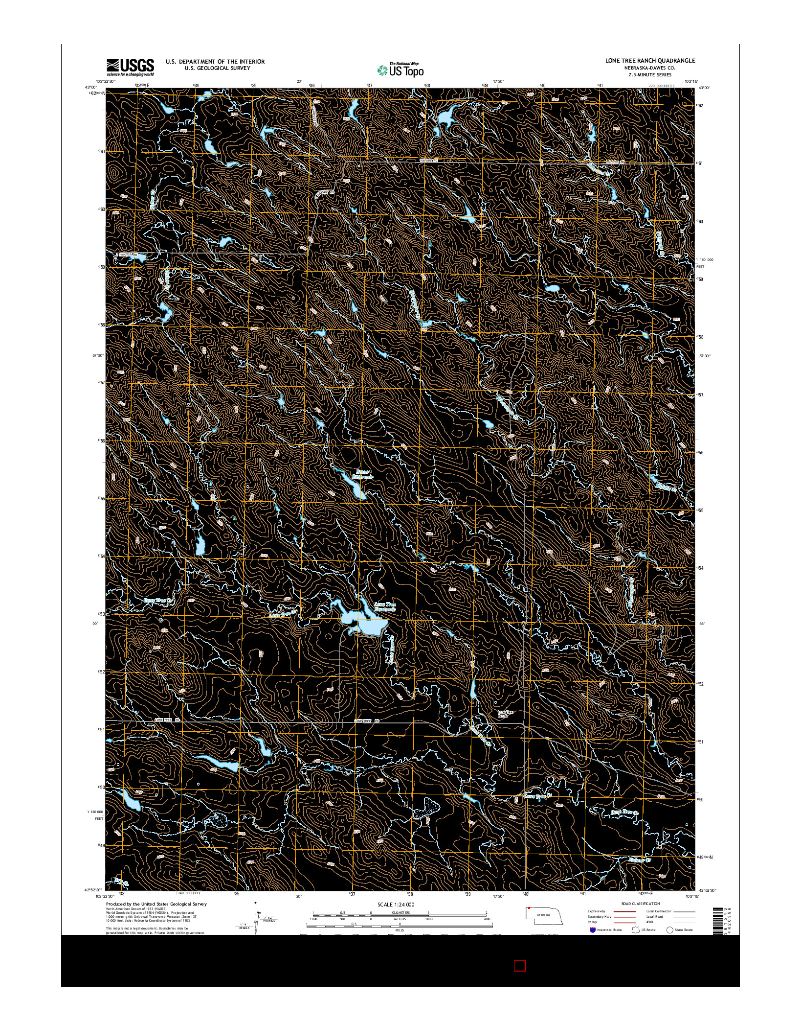 USGS US TOPO 7.5-MINUTE MAP FOR LONE TREE RANCH, NE 2014