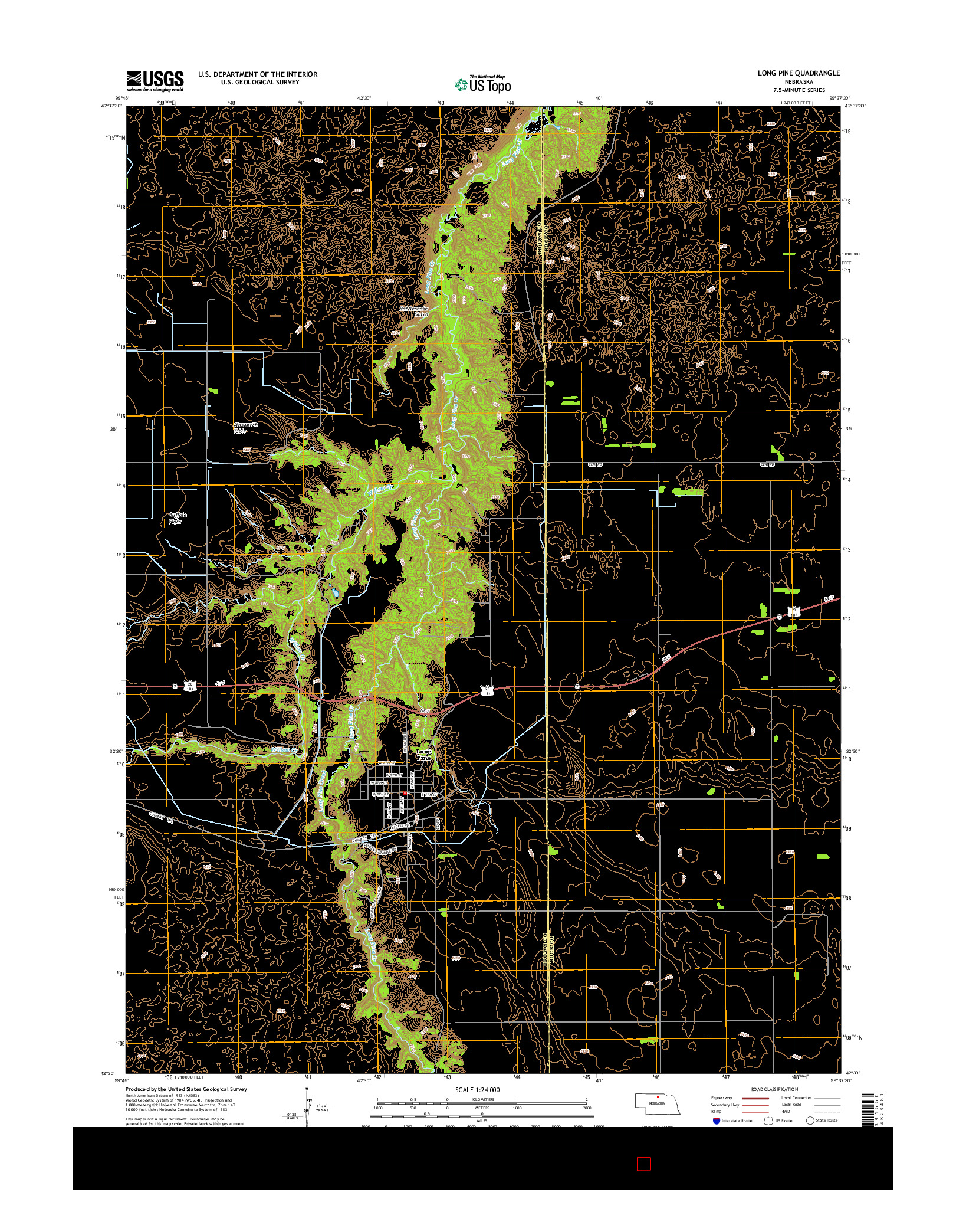 USGS US TOPO 7.5-MINUTE MAP FOR LONG PINE, NE 2014