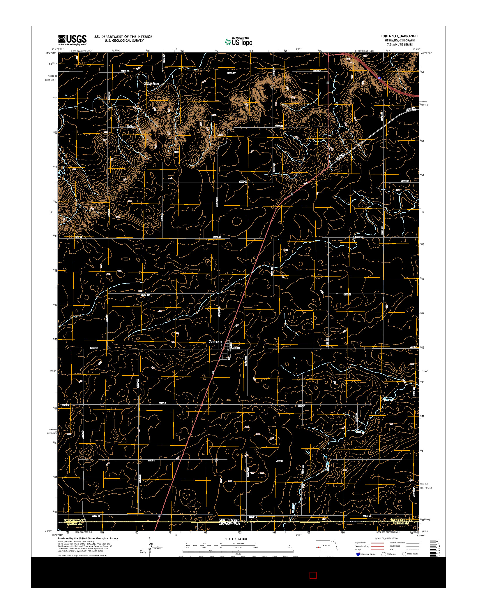 USGS US TOPO 7.5-MINUTE MAP FOR LORENZO, NE-CO 2014