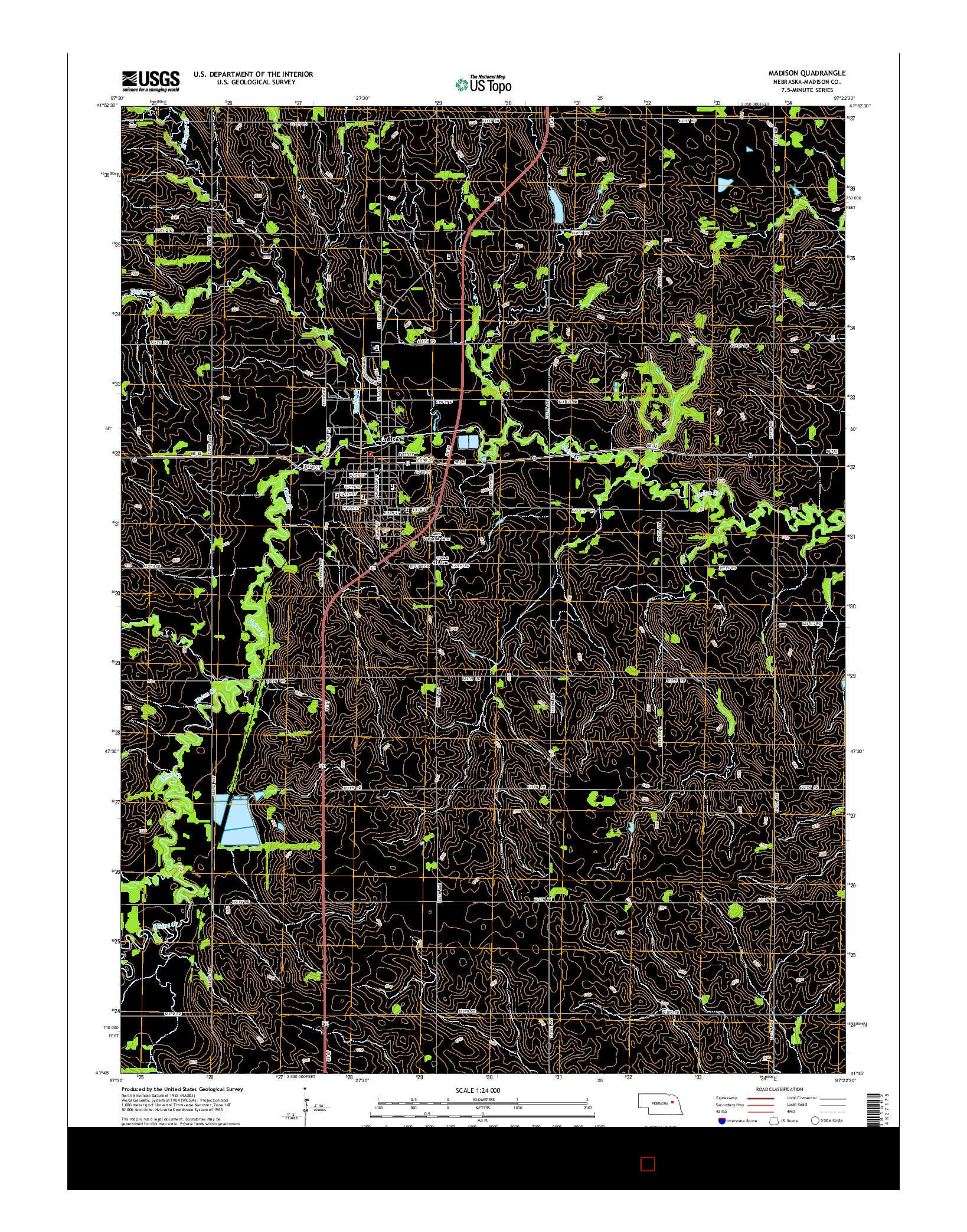USGS US TOPO 7.5-MINUTE MAP FOR MADISON, NE 2014