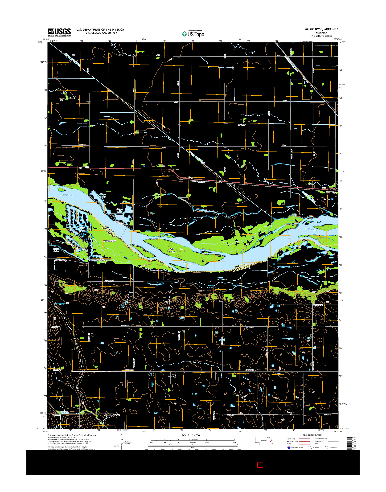 USGS US TOPO 7.5-MINUTE MAP FOR MALMO NW, NE 2014