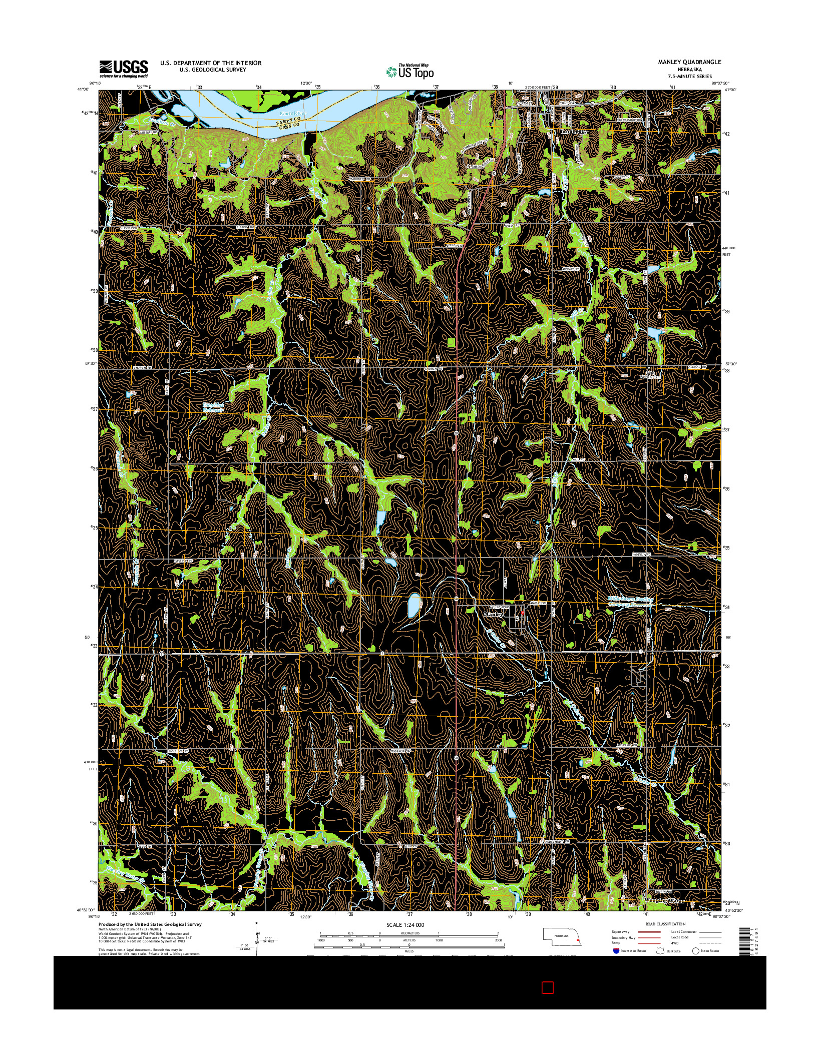 USGS US TOPO 7.5-MINUTE MAP FOR MANLEY, NE 2014