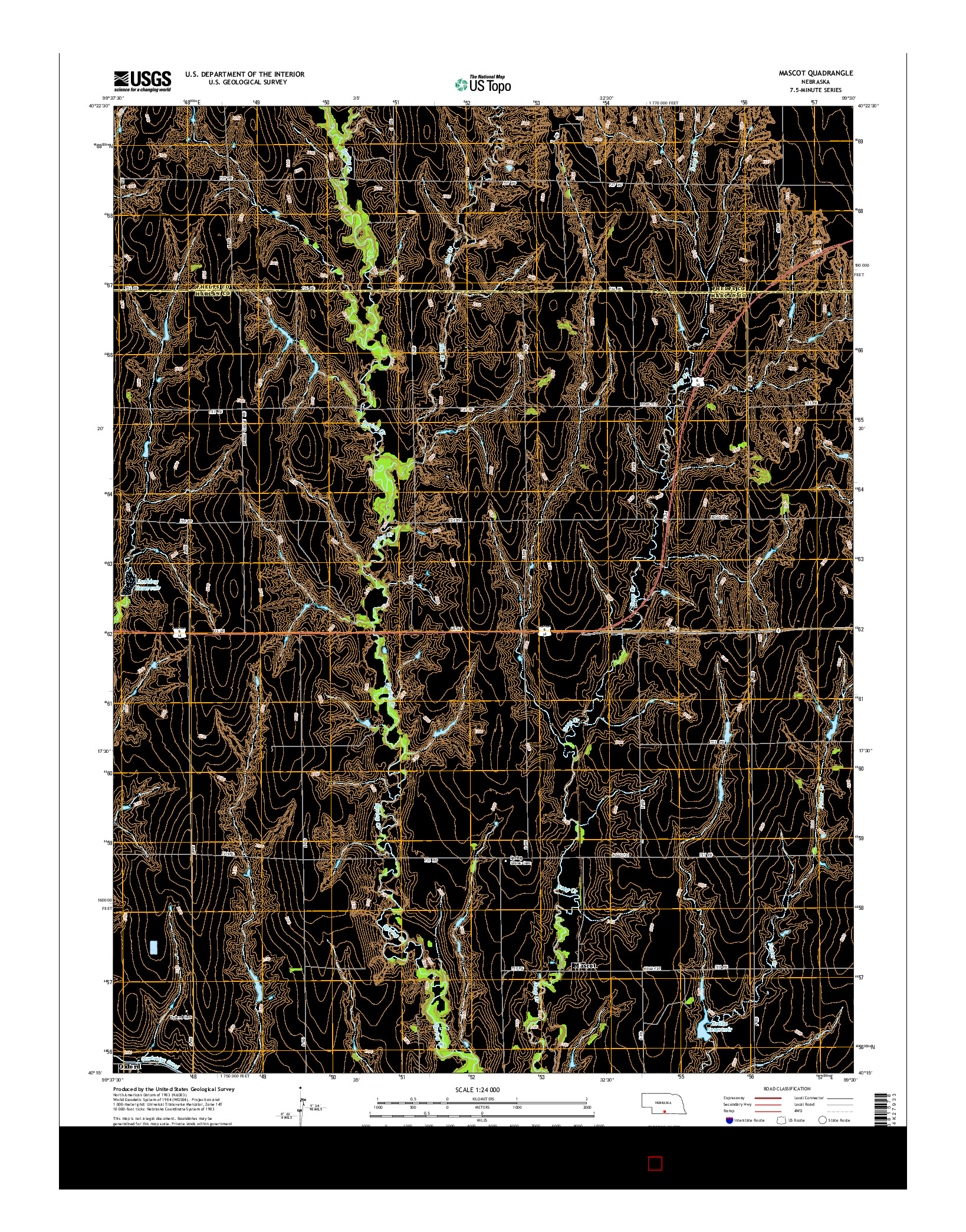 USGS US TOPO 7.5-MINUTE MAP FOR MASCOT, NE 2014