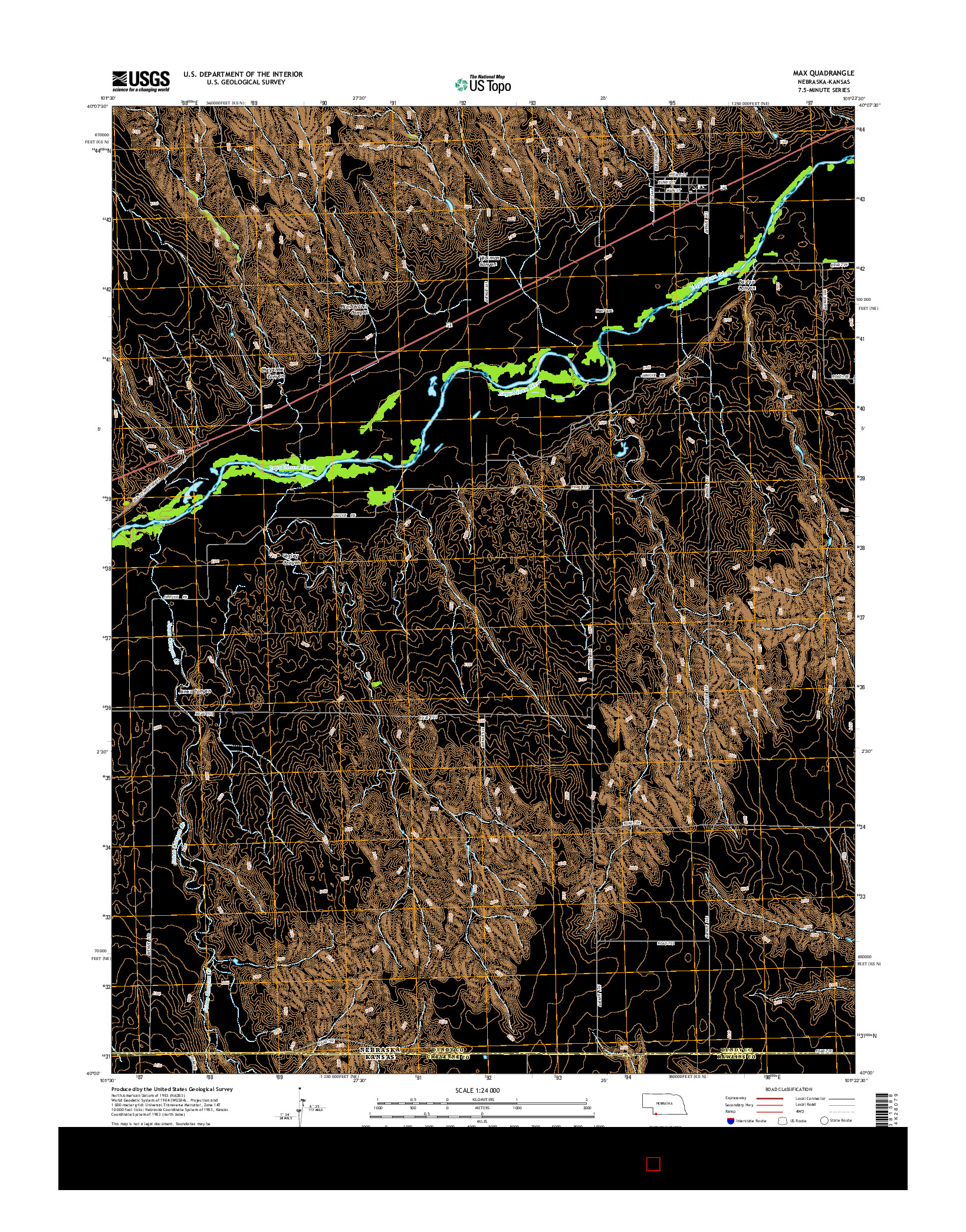 USGS US TOPO 7.5-MINUTE MAP FOR MAX, NE-KS 2014