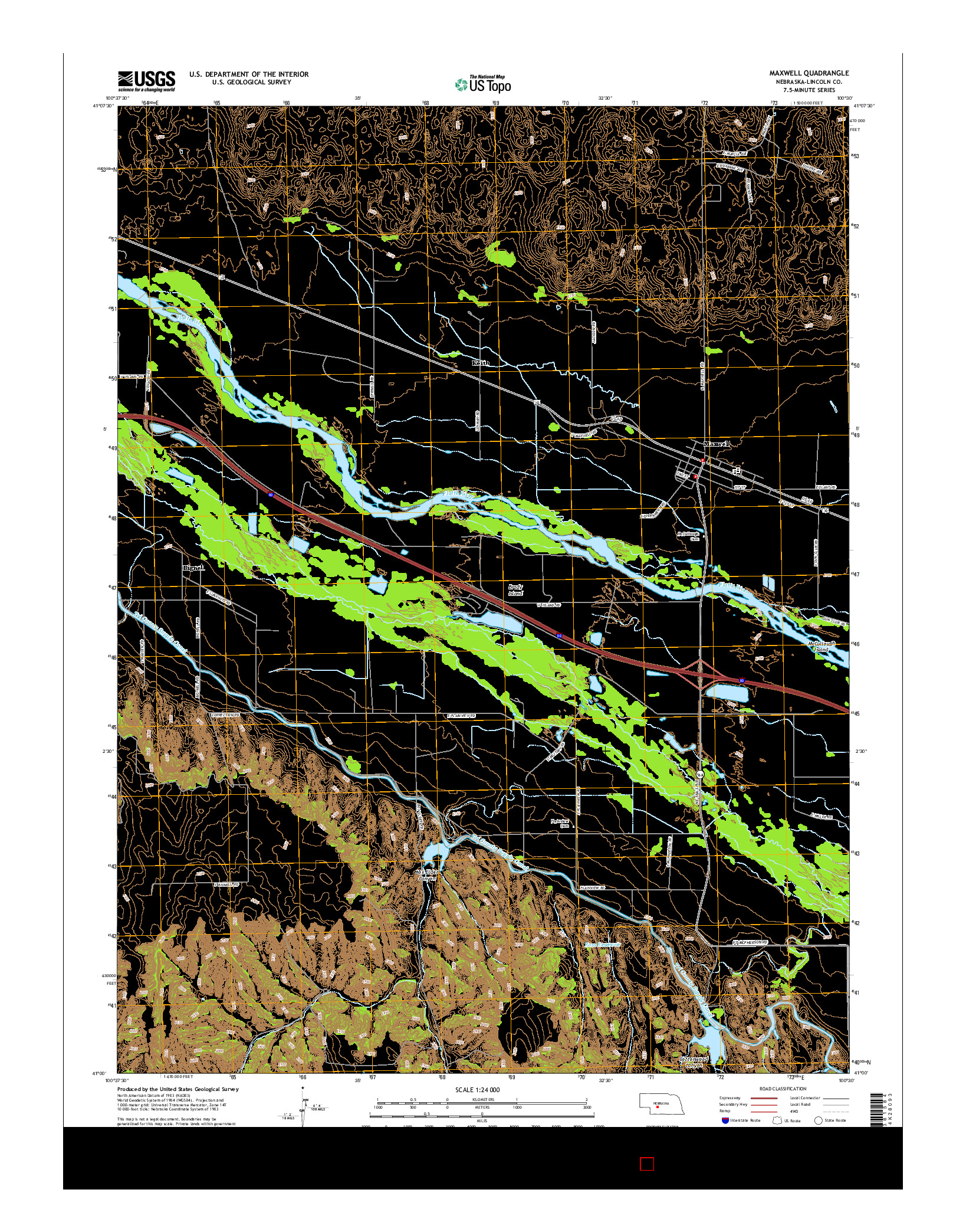 USGS US TOPO 7.5-MINUTE MAP FOR MAXWELL, NE 2014