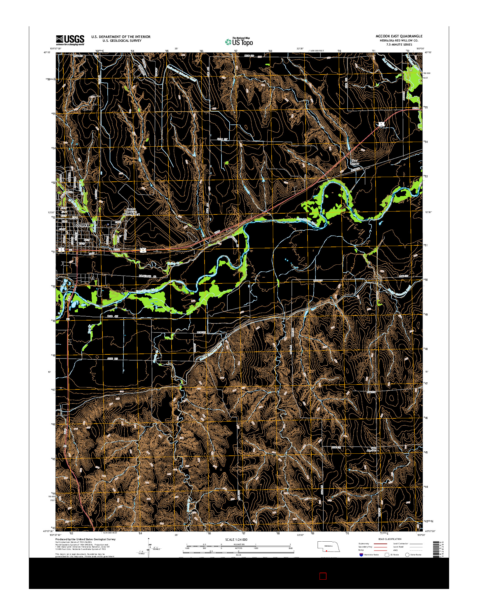 USGS US TOPO 7.5-MINUTE MAP FOR MCCOOK EAST, NE 2014