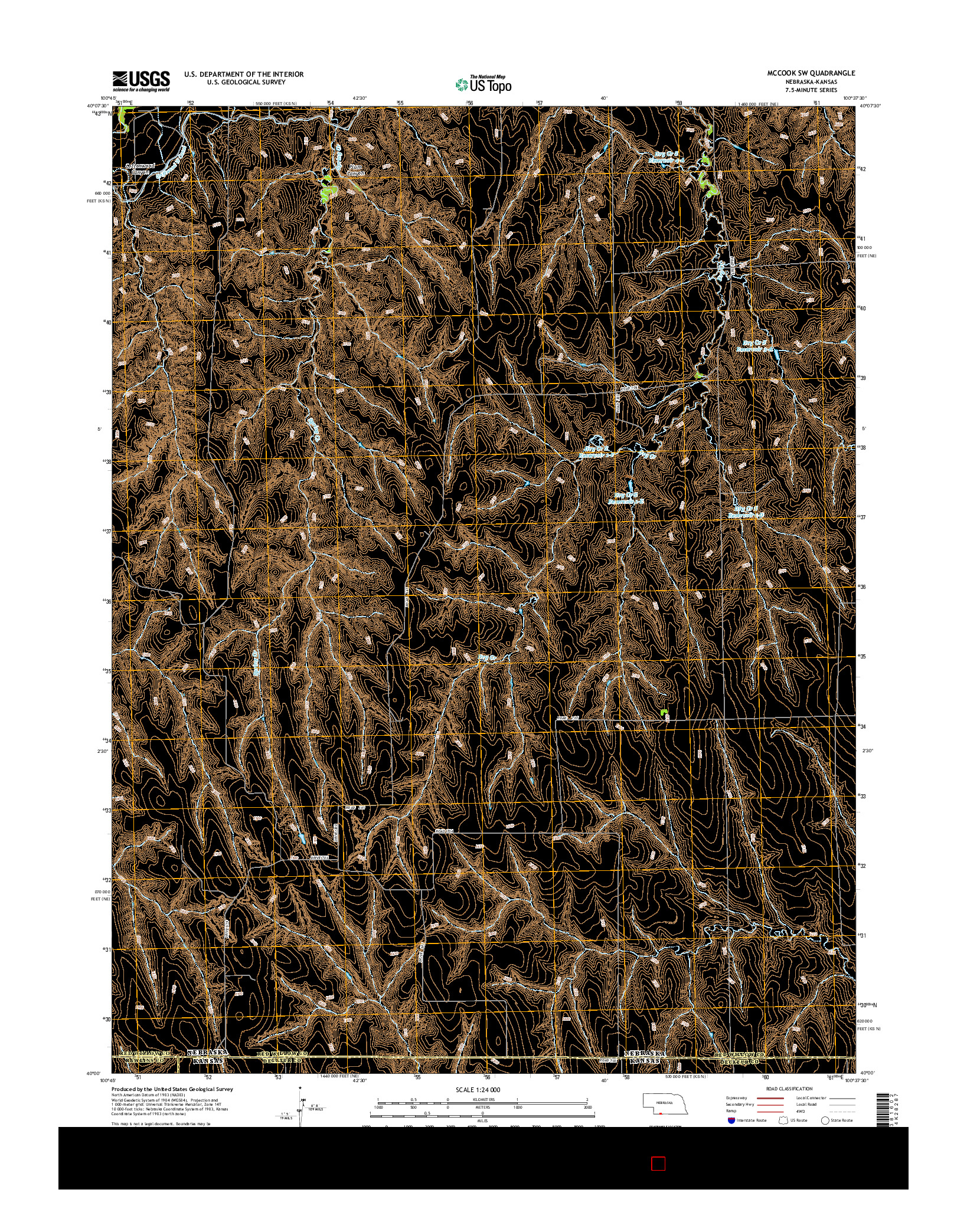 USGS US TOPO 7.5-MINUTE MAP FOR MCCOOK SW, NE-KS 2014