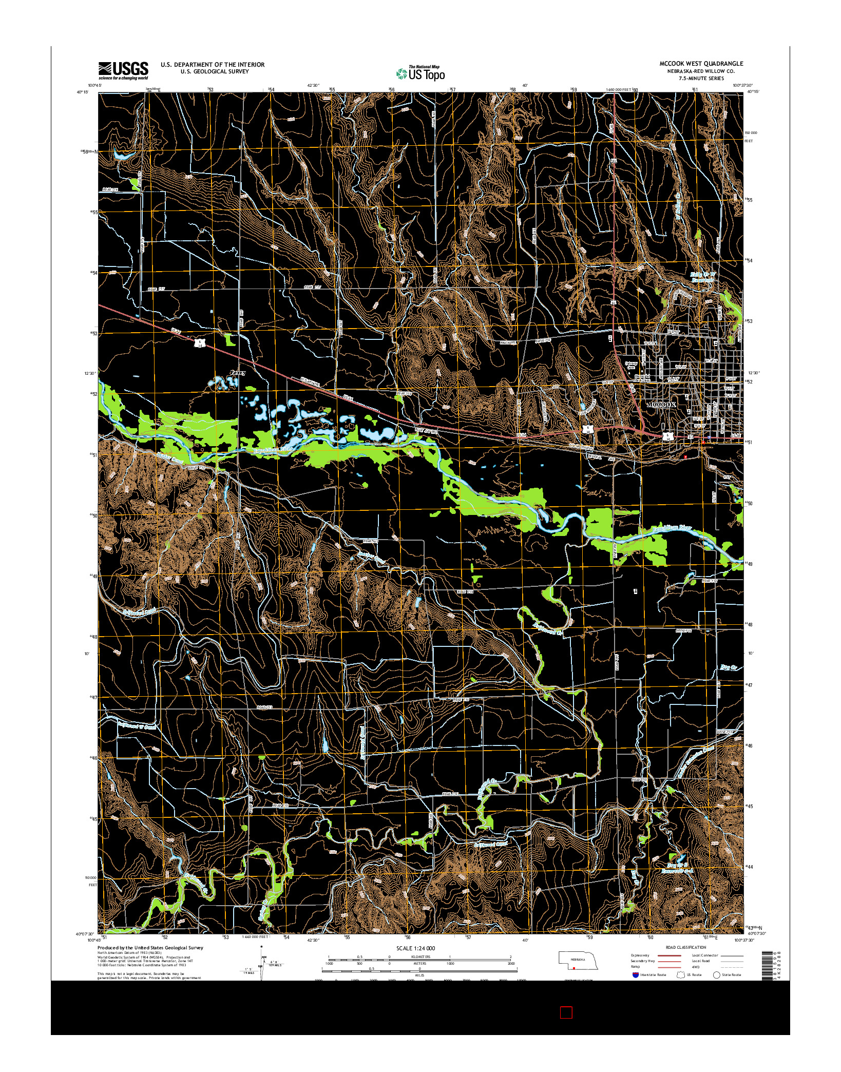 USGS US TOPO 7.5-MINUTE MAP FOR MCCOOK WEST, NE 2014