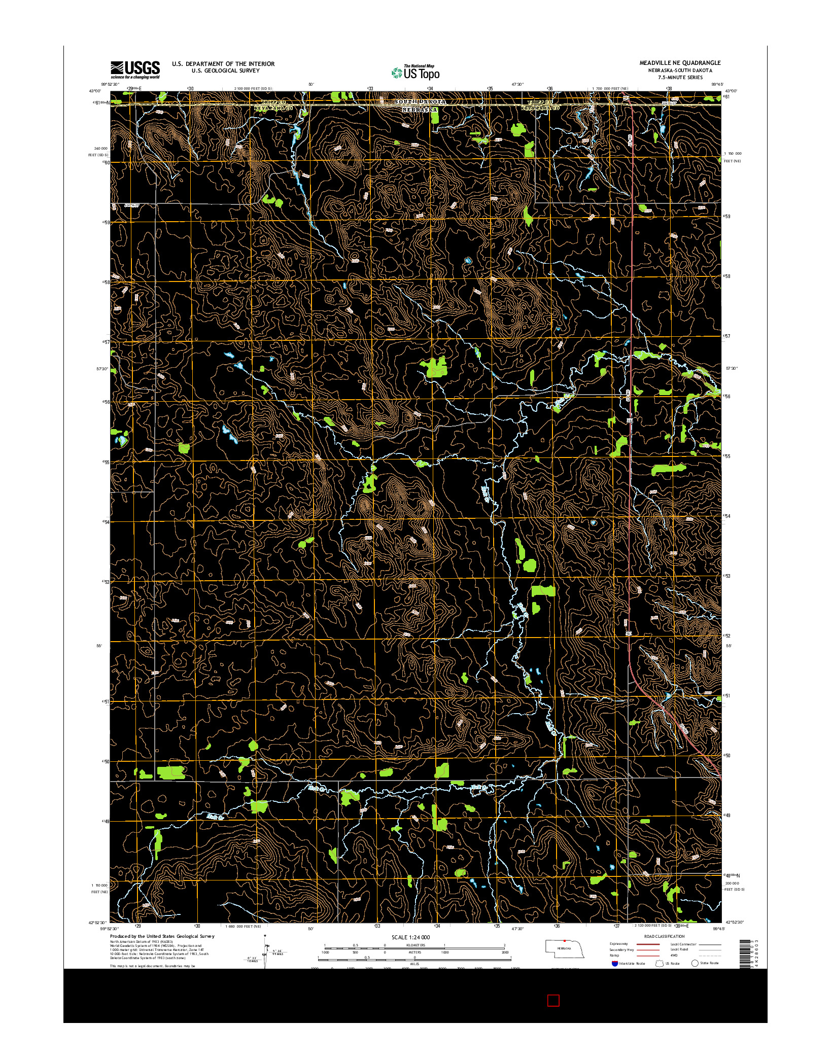 USGS US TOPO 7.5-MINUTE MAP FOR MEADVILLE NE, NE-SD 2014