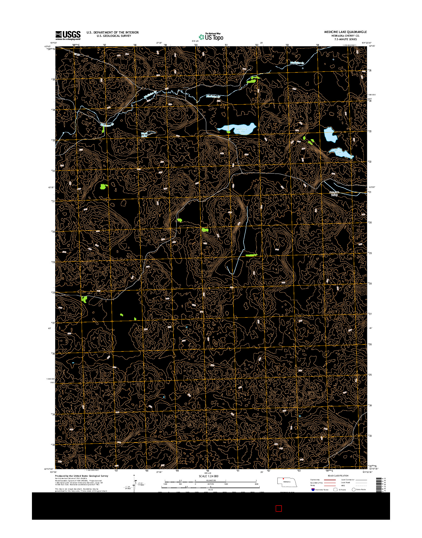 USGS US TOPO 7.5-MINUTE MAP FOR MEDICINE LAKE, NE 2014