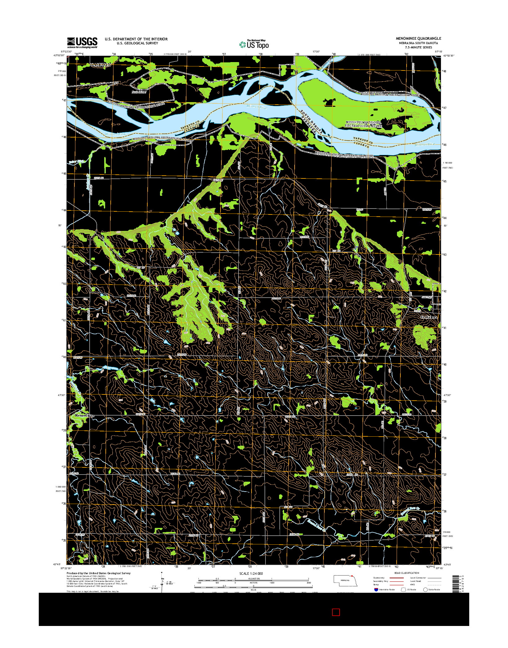 USGS US TOPO 7.5-MINUTE MAP FOR MENOMINEE, NE-SD 2014