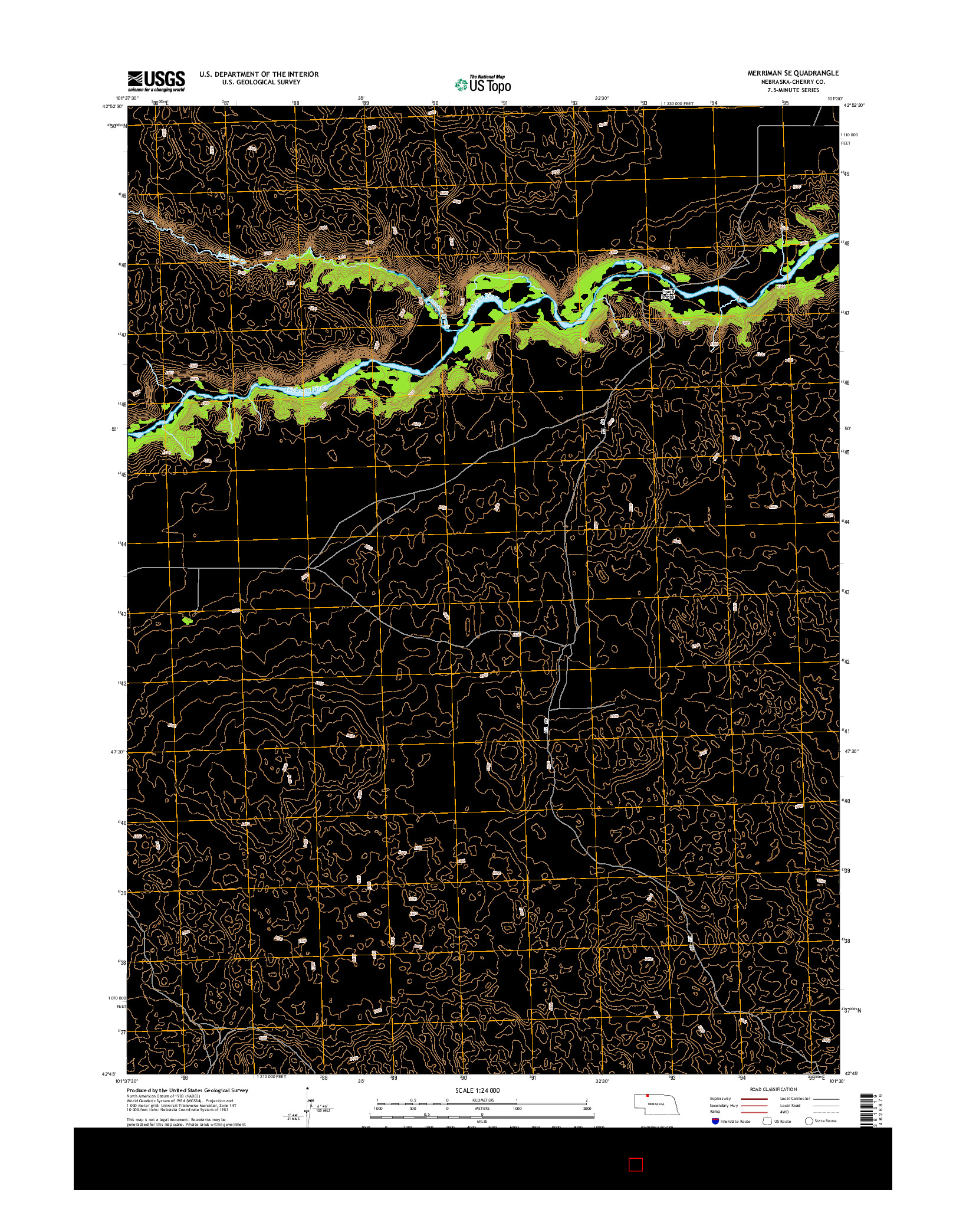 USGS US TOPO 7.5-MINUTE MAP FOR MERRIMAN SE, NE 2014