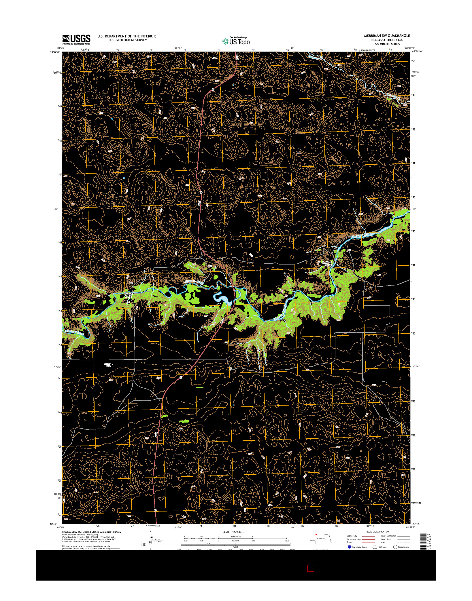 USGS US TOPO 7.5-MINUTE MAP FOR MERRIMAN SW, NE 2014