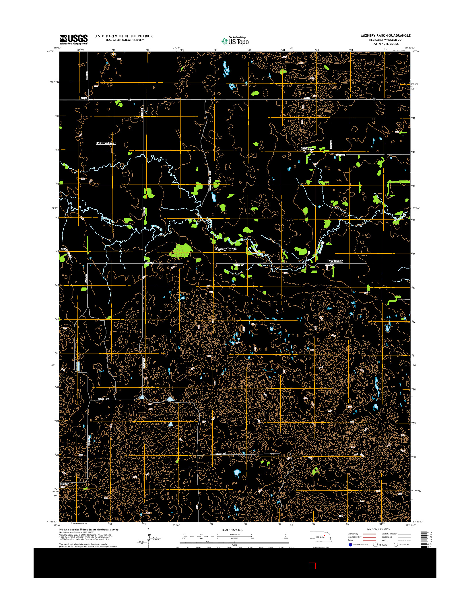 USGS US TOPO 7.5-MINUTE MAP FOR MIGNERY RANCH, NE 2014