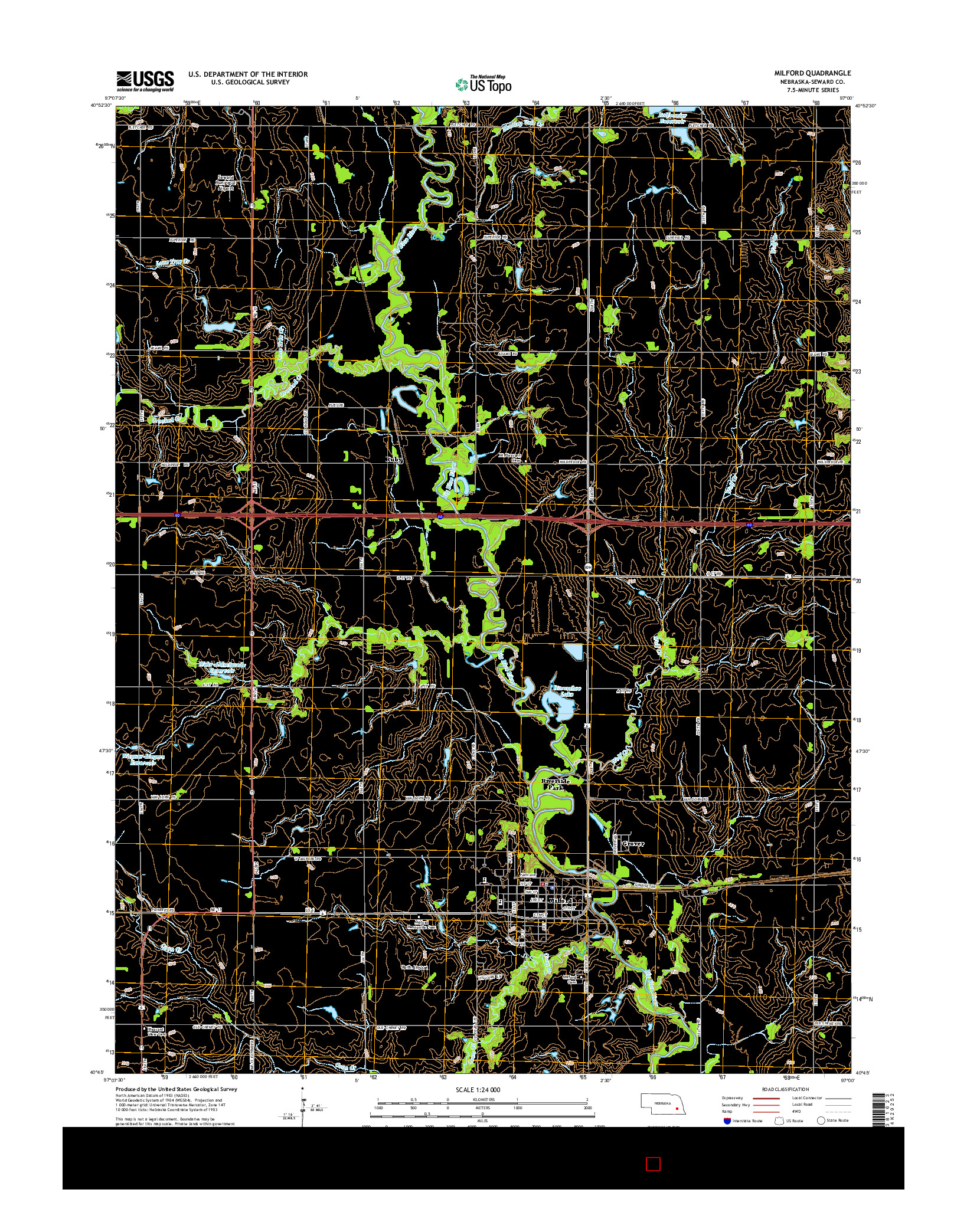 USGS US TOPO 7.5-MINUTE MAP FOR MILFORD, NE 2014