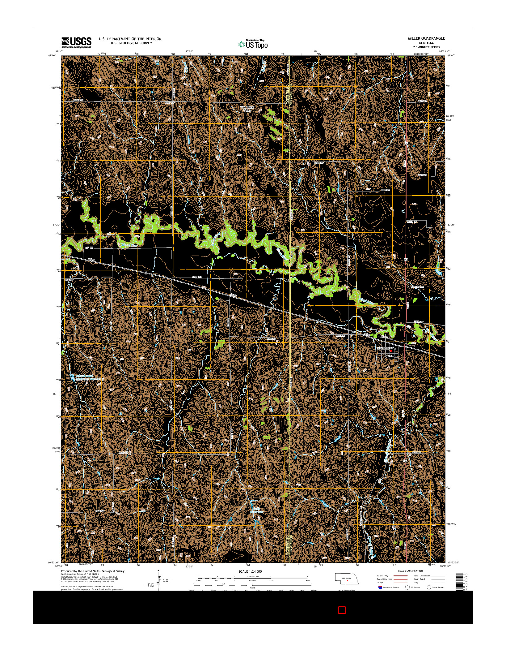 USGS US TOPO 7.5-MINUTE MAP FOR MILLER, NE 2014