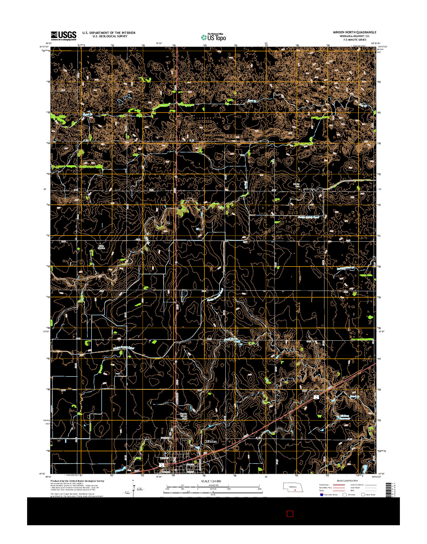 USGS US TOPO 7.5-MINUTE MAP FOR MINDEN NORTH, NE 2014