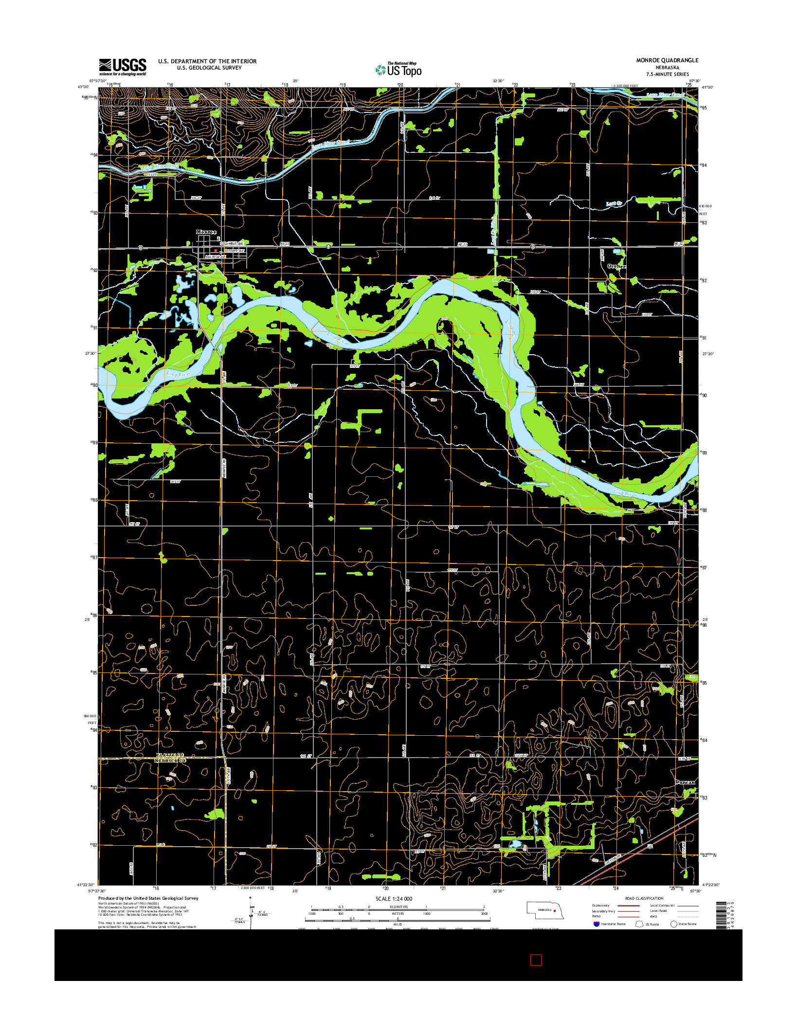 USGS US TOPO 7.5-MINUTE MAP FOR MONROE, NE 2014