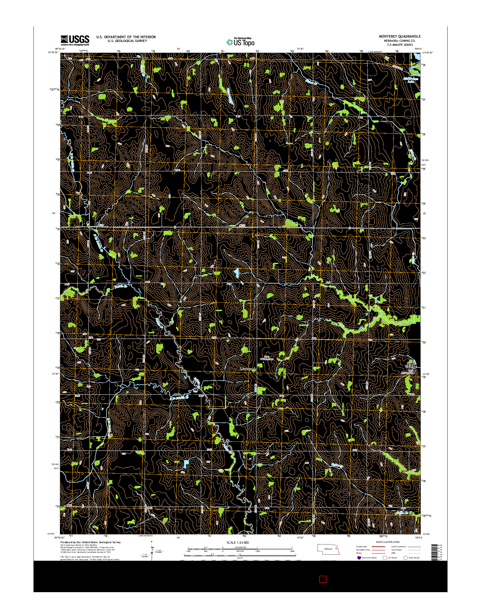 USGS US TOPO 7.5-MINUTE MAP FOR MONTEREY, NE 2014