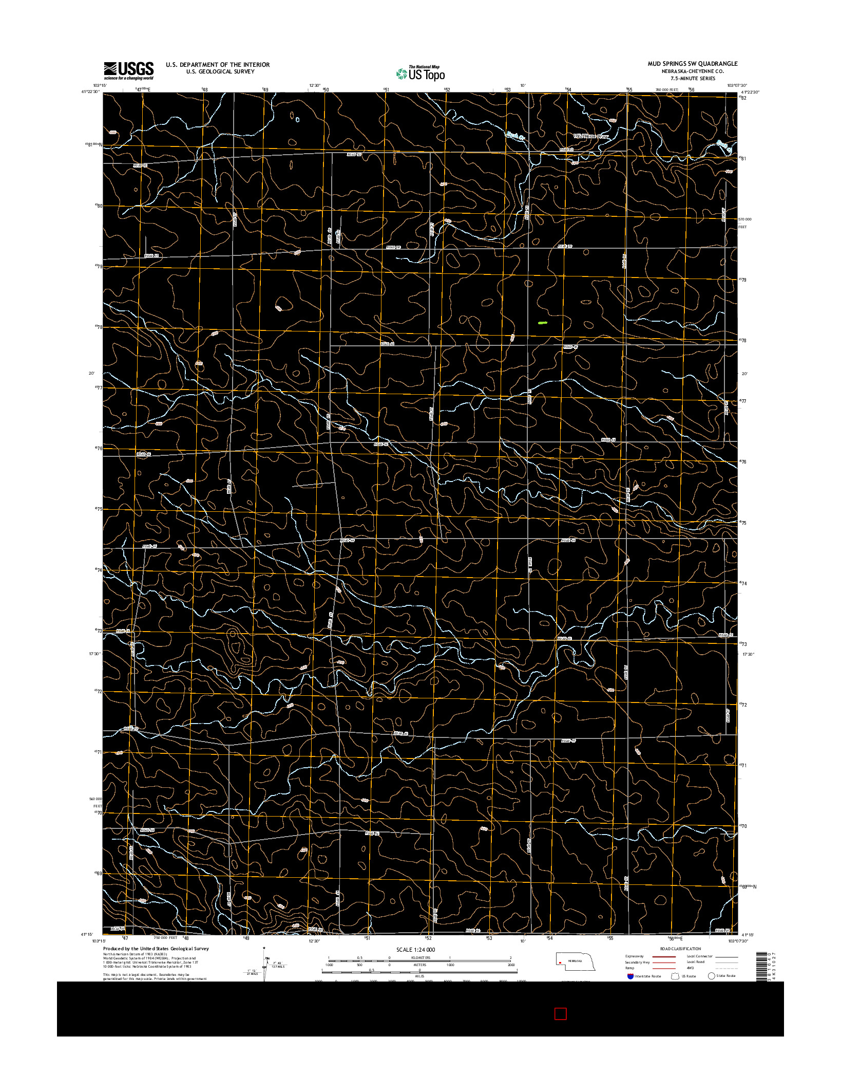 USGS US TOPO 7.5-MINUTE MAP FOR MUD SPRINGS SW, NE 2014