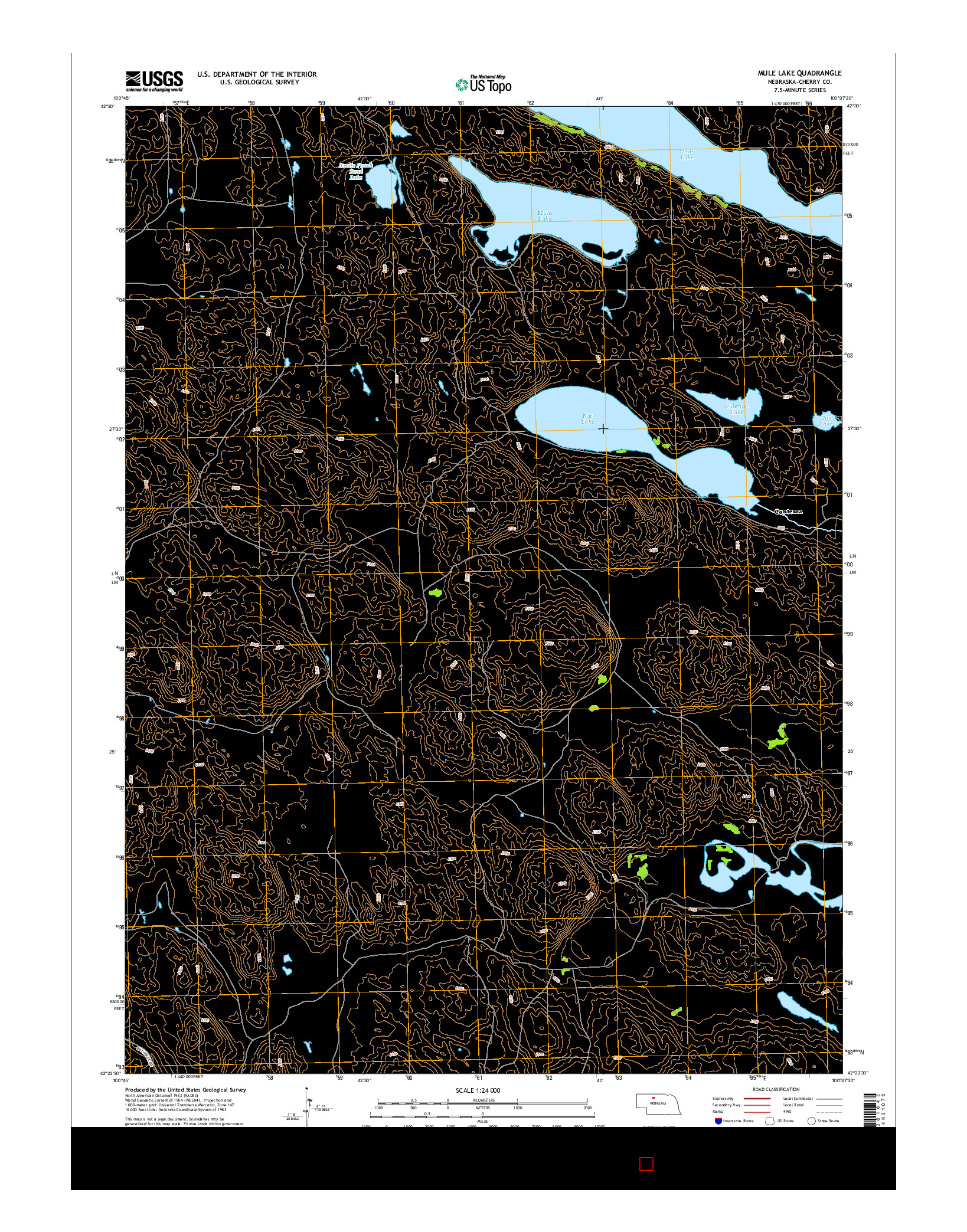 USGS US TOPO 7.5-MINUTE MAP FOR MULE LAKE, NE 2014