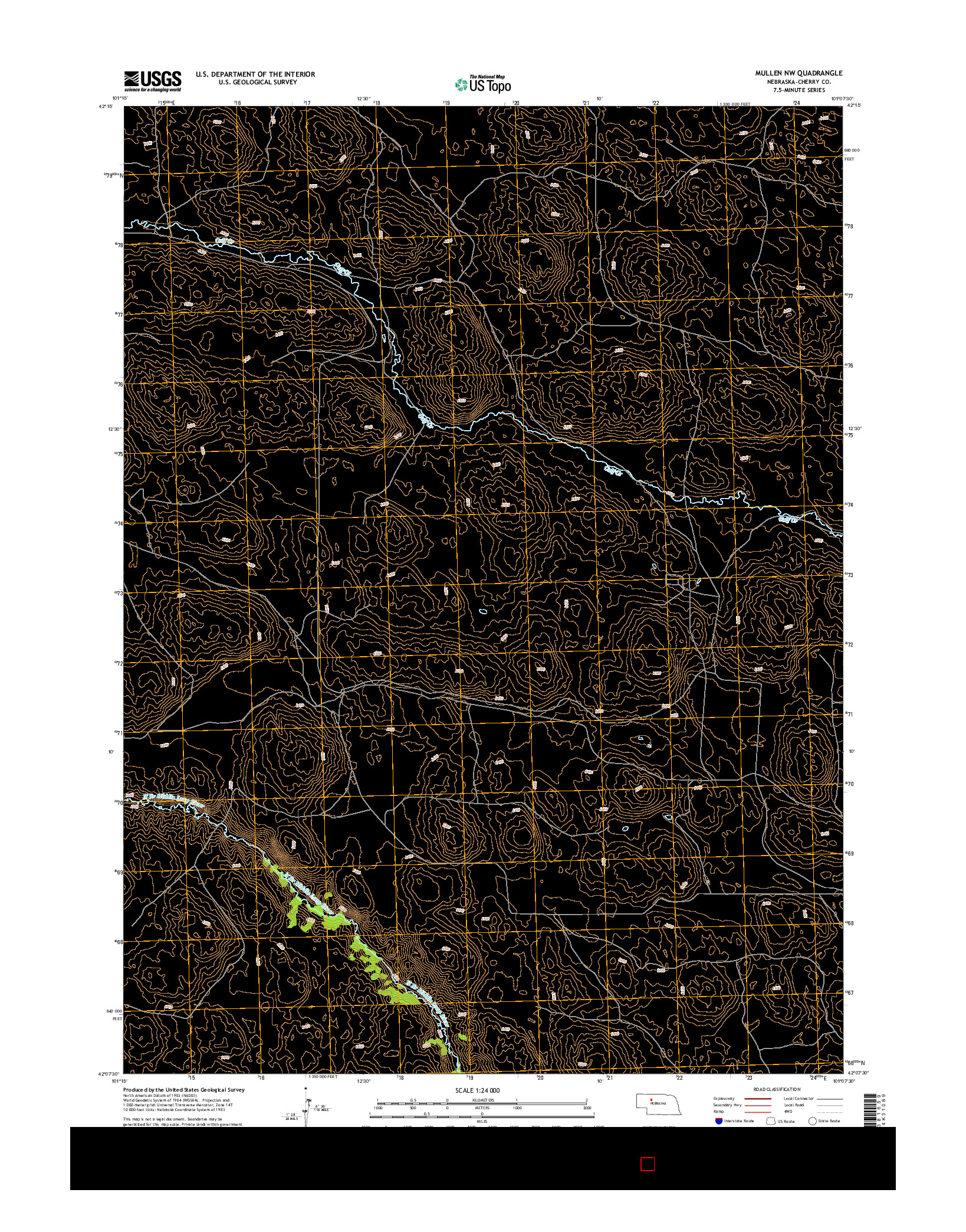 USGS US TOPO 7.5-MINUTE MAP FOR MULLEN NW, NE 2014